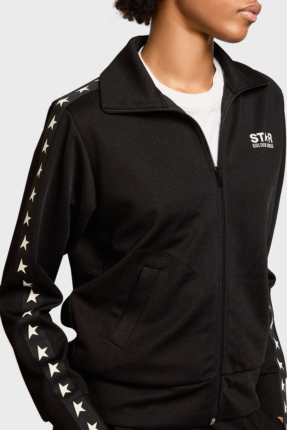 Golden Goose Vintage Fermuarlı Dik Yaka Kadın Sweat GWP00875.P000520.80203 SİYAH