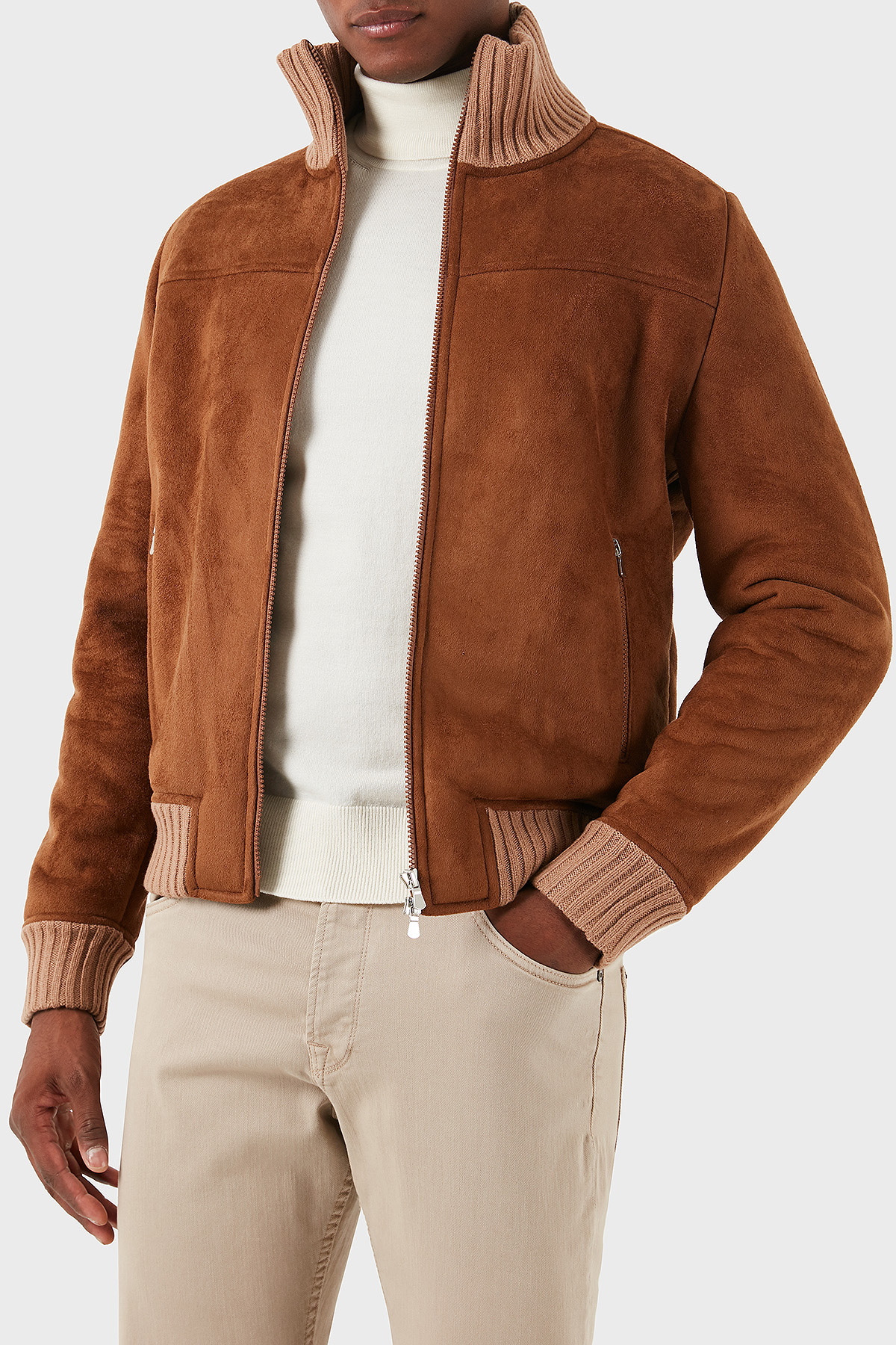 Gran Sasso % 100 Yün Regular Fit Dik Yaka Erkek Ceket 78148 58000 190 TABA
