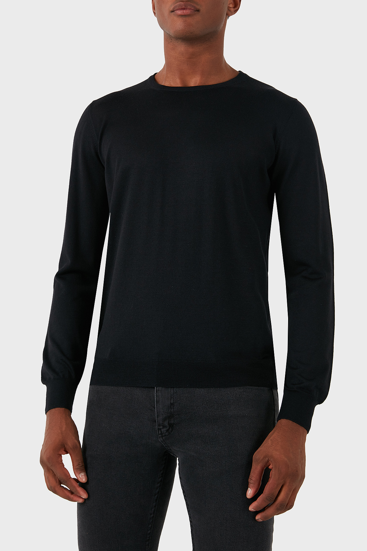 Gran Sasso Yün Karışımlı Slim Fit Bisiklet Yaka Erkek Kazak 57167 13190 099 SİYAH