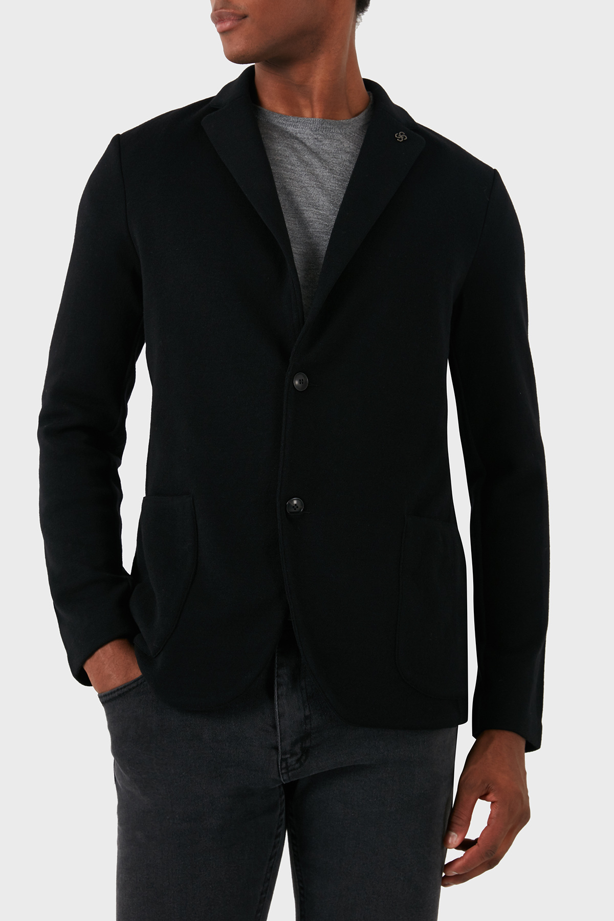 Gran Sasso Yünlü İç Katmanlı Dik Yaka Blazer Erkek Ceket 57199 24616 099 SİYAH
