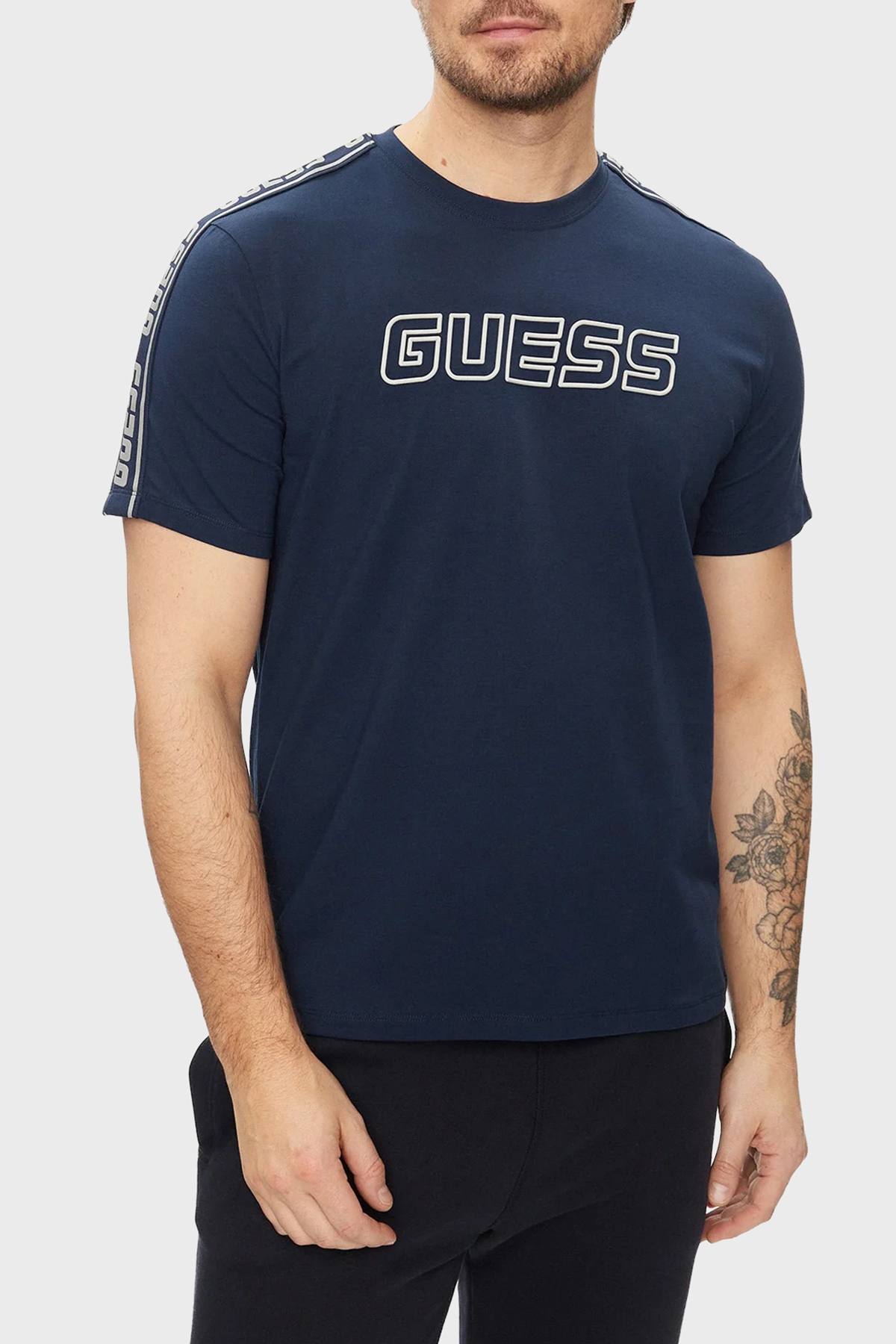 Guess Arlo Pamuklu Regular Fit Logolu Bisiklet Yaka  Z4GI18J1314 Erkek T Shirt Z4GI18 J1314 G7R1 MAVİ
