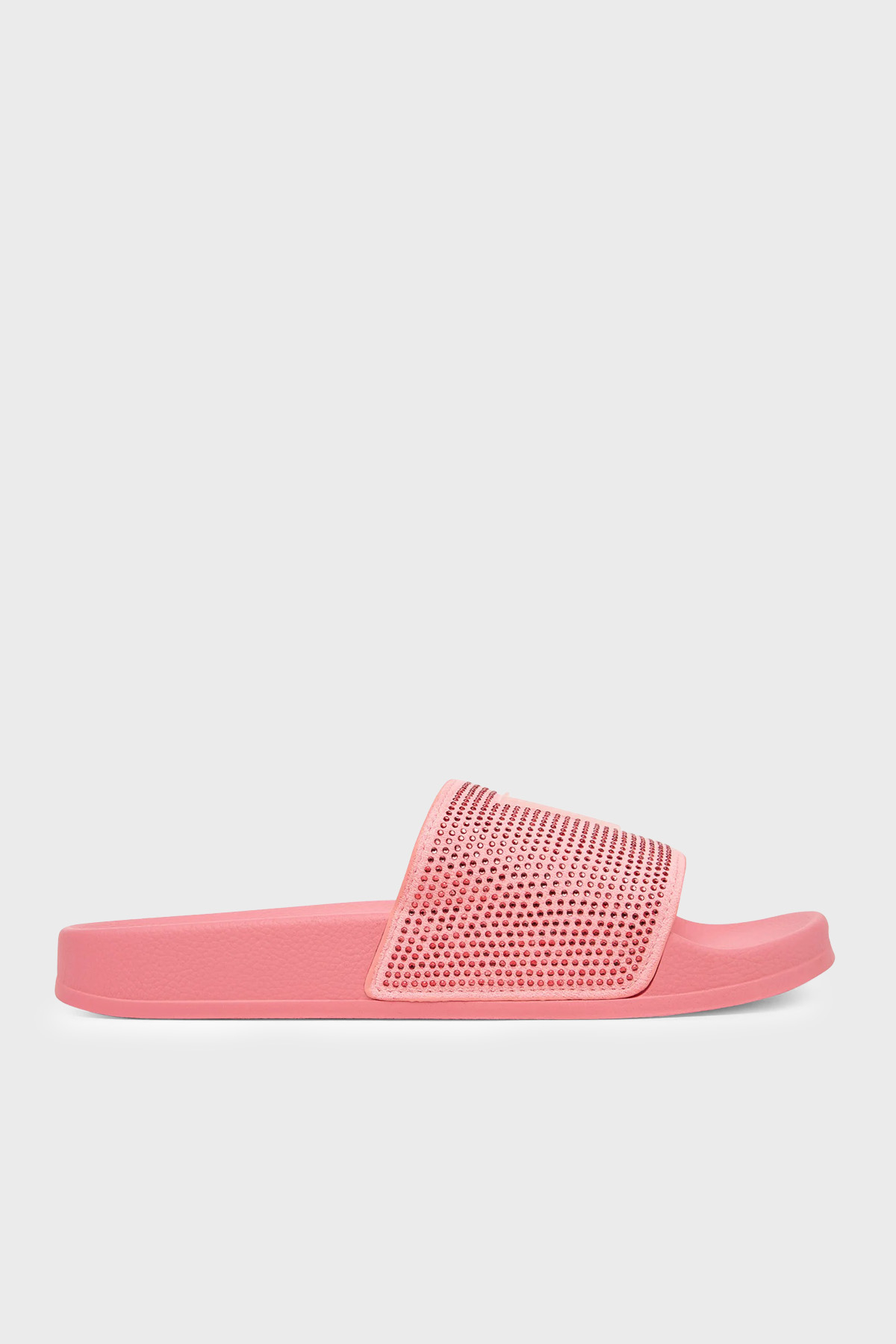 Guess Beach Taşlı Üçgen Logolu  E6GZ16BB00F Kadın Terlik E6GZ16 BB00F FK0H PEMBE