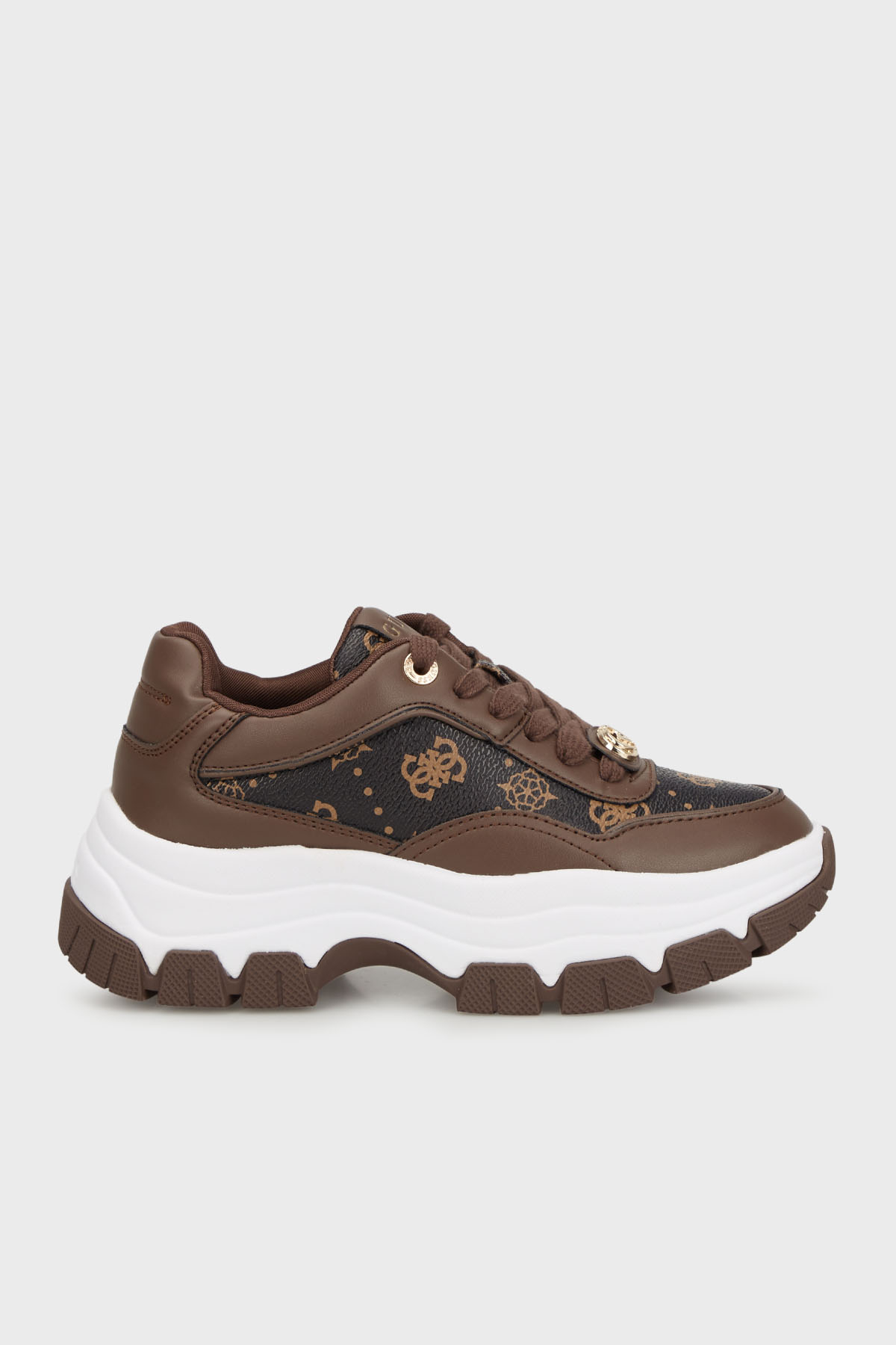 Guess Berrett2 4G Logolu Kalın Taban Sneaker  FLFBRTPEL12 Kadın Ayakkabı FLFBRT PEL12 BROWN KAHVE-KREM