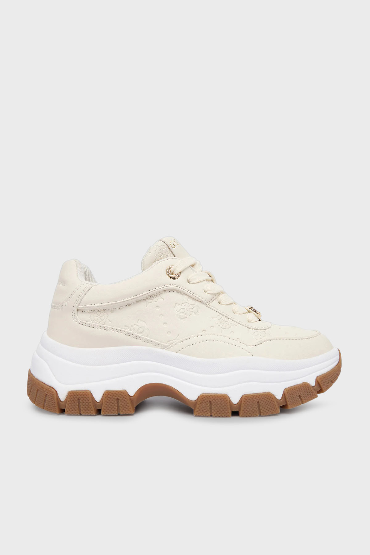 Guess Berrett2 4G Logolu Kalın Taban Sneaker  FLFBRTPEL12 Kadın Ayakkabı FLFBRT PEL12 CREAM KREM