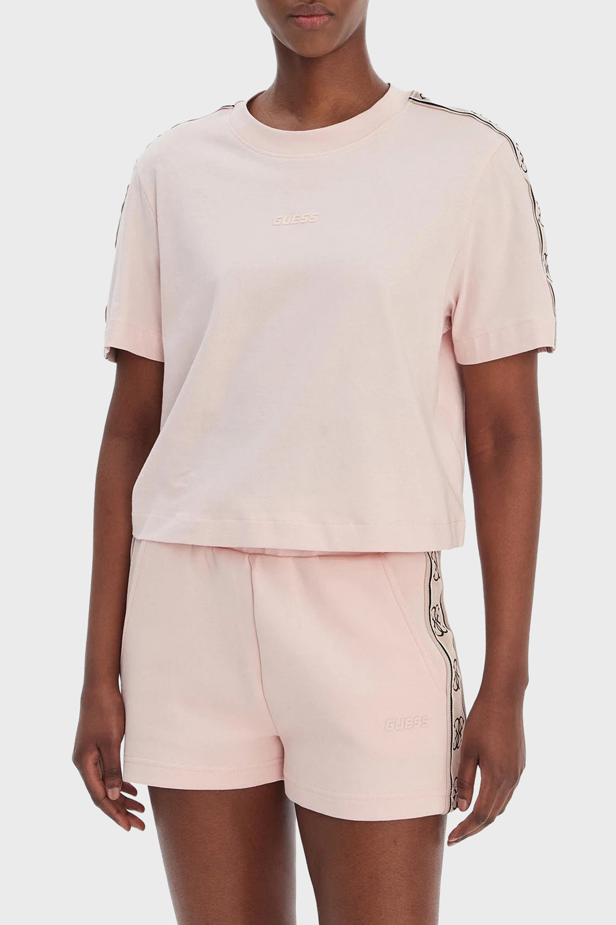 Guess Britney Logolu Pamuklu Boxy Fit Bisiklet Yaka  V3RI08I3Z14 Kadın T Shirt V3RI08 I3Z14 G67B PEMBE
