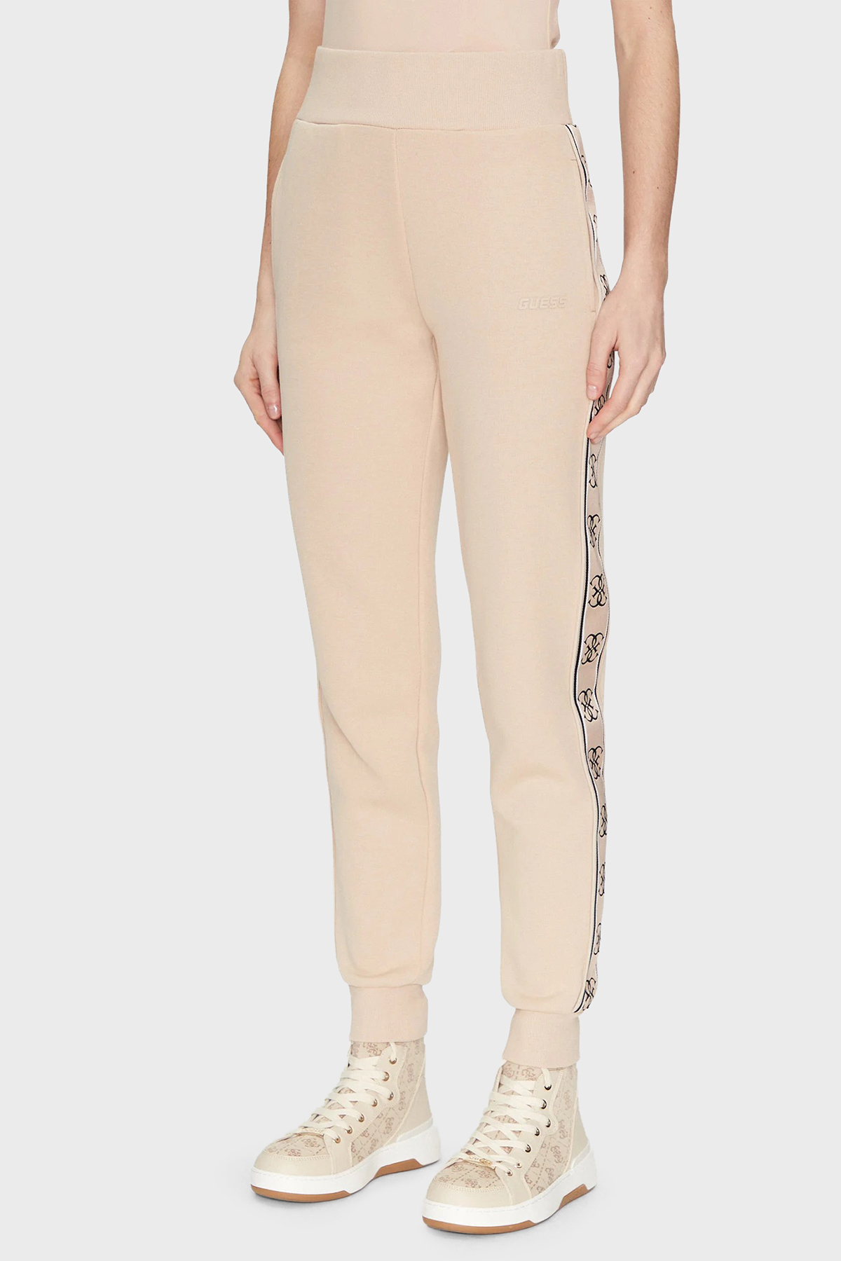 Guess Britney Logolu Pamuklu Yüksek Bel Jogger  V2YB15KB3P2 Kadın Pantolon V2YB1 5KB3P2 A90F BEJ