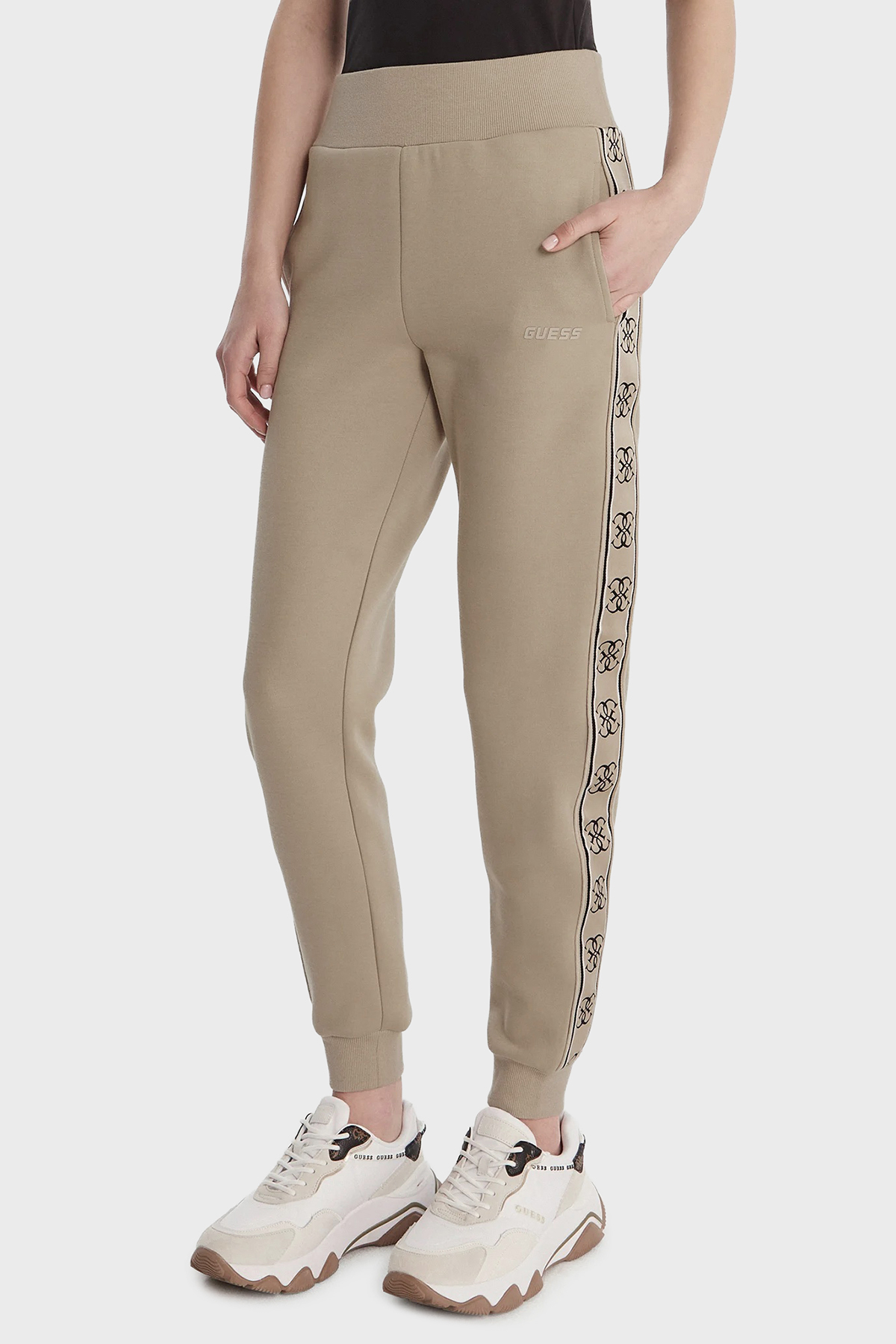 Guess Britney Slim Fit Logolu Normal Bel  V2YB15KB3P2 Kadın Pantolon V2YB15 KB3P2 G1CA BEJ
