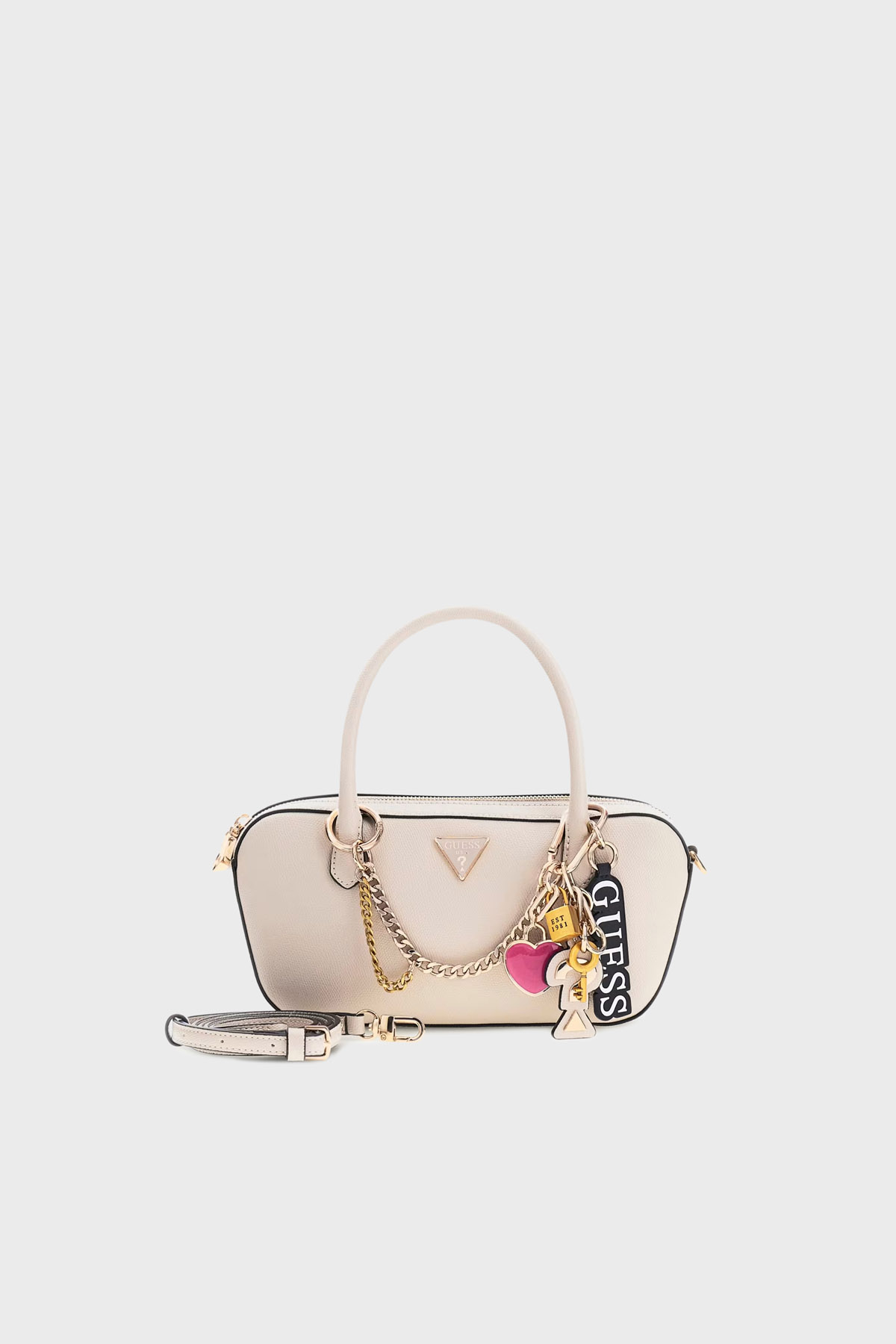 Guess Davina Logolu Charm Detaylı Çıkarılabilir Askılı  HWBG9899050 Kadın Çanta HWBG98 99050 LTA BEJ