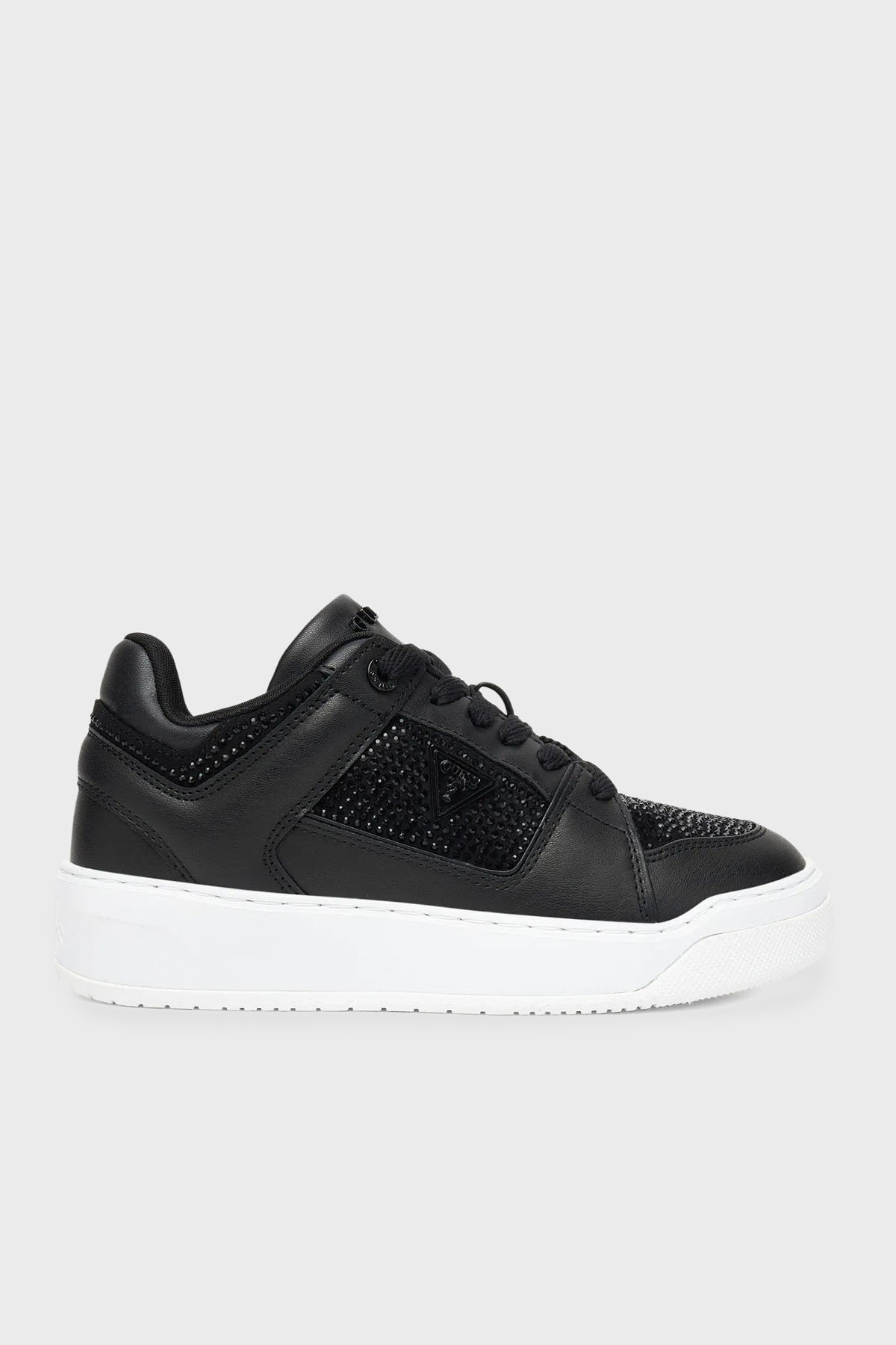 Guess Delove2 Taş Detaylı Logolu Sneaker  FLTDL2LEA12 Kadın Ayakkabı FLTDL2 LEA12 BLACK SİYAH