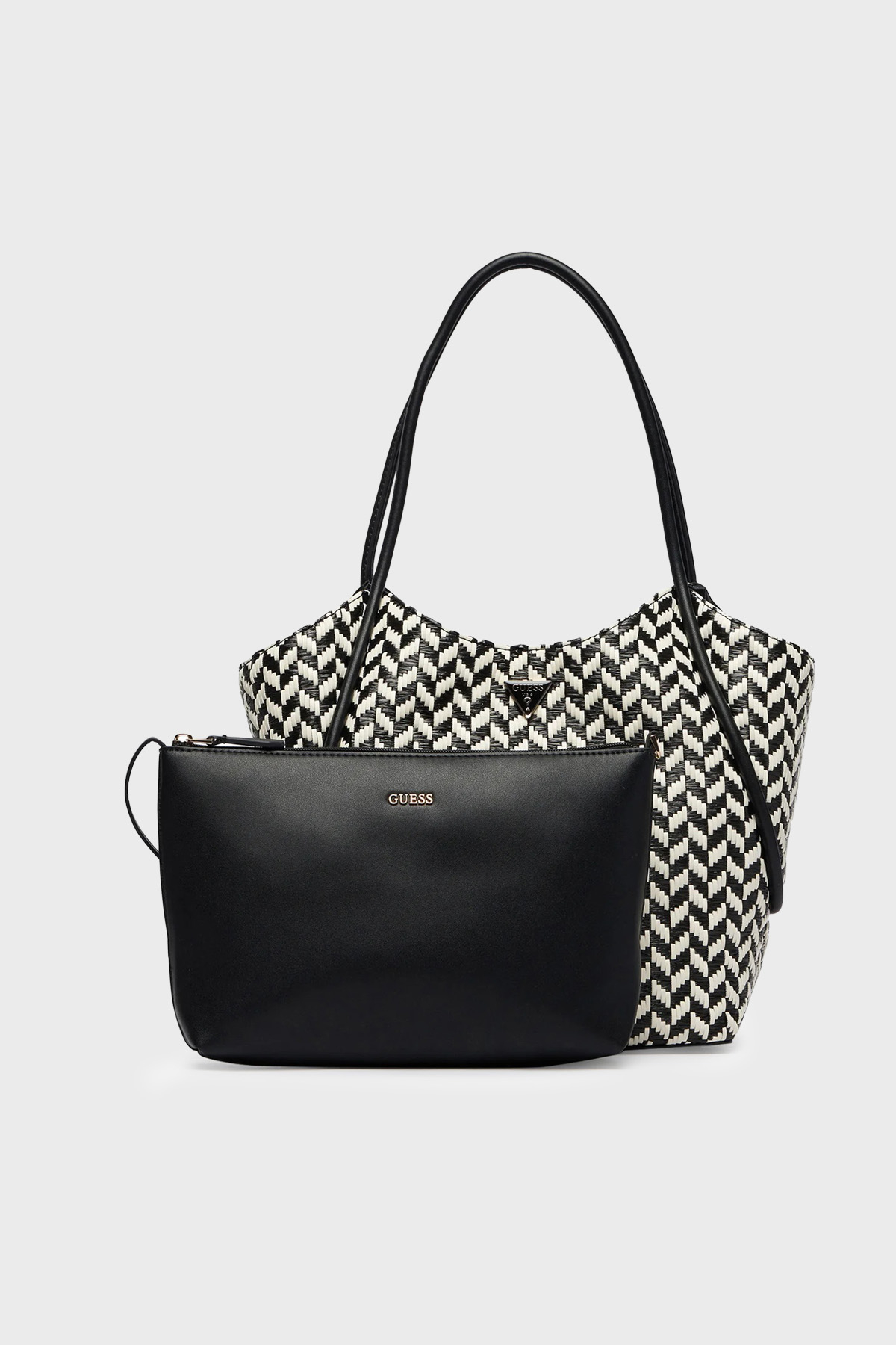 Guess Desenli Omuz Askılı Tote  HWWG7691230 Kadın Çanta HWWG76 91230 BML SİYAH-BEYAZ