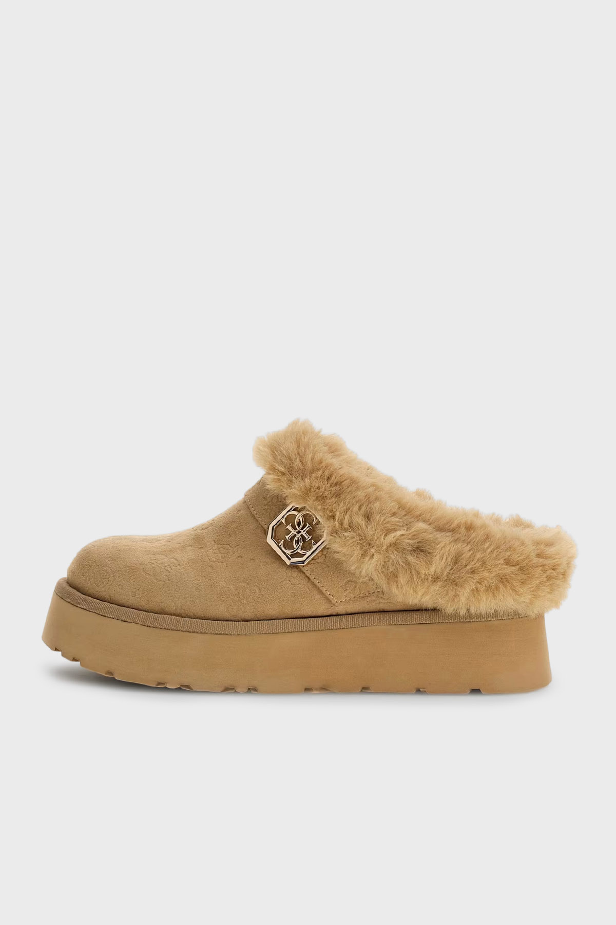 Guess Dolmana2 4G Logolu Yumuşak Tüylü  FLFDOCESU06 Kadın Terlik FLFDOC ESU06 COGNA TABA