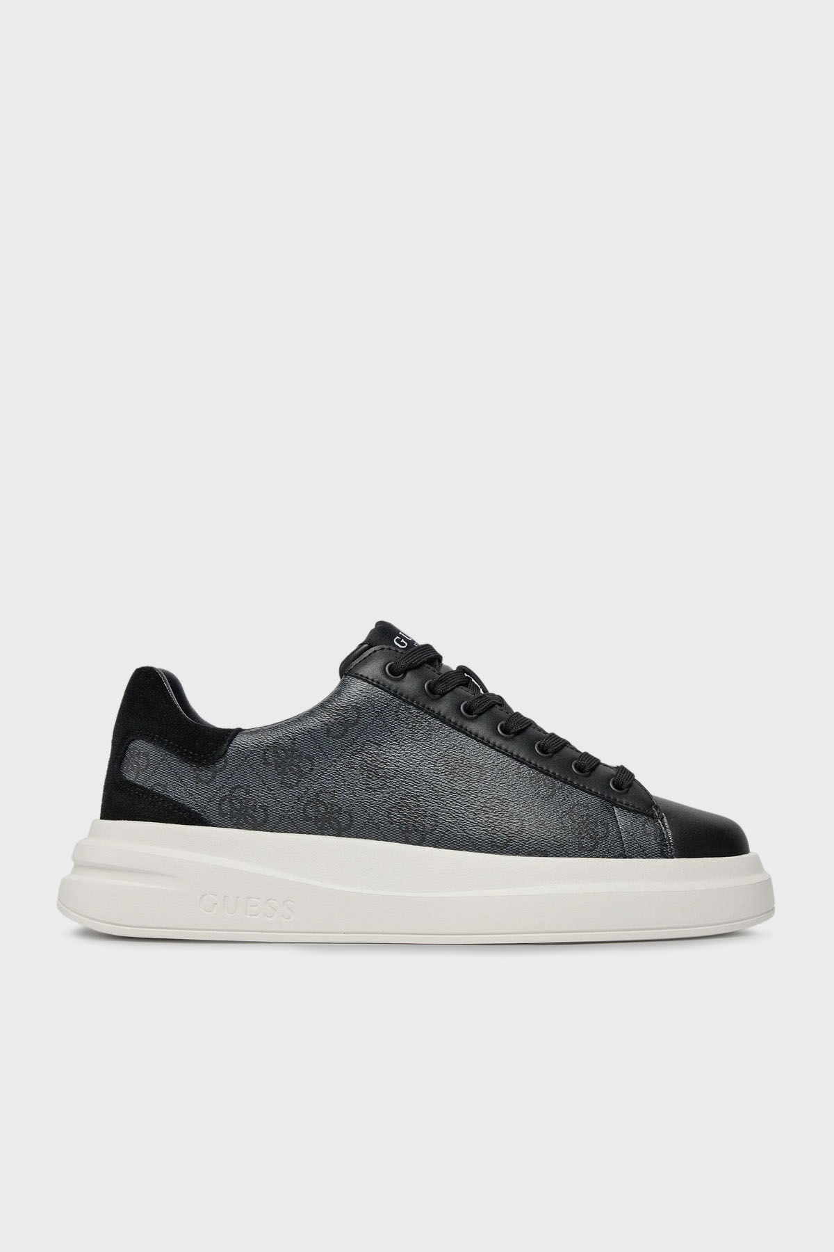 Guess Elba 4G Logolu Kalın Taban Süet Detaylı Sneaker  FMPVIBFAL12 Erkek Ayakkabı FMPVIB FAL12 BLACK SİYAH