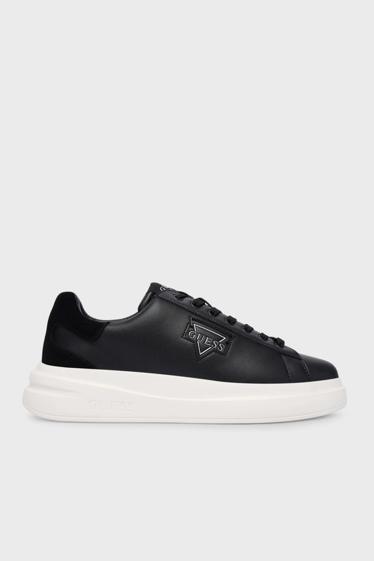 Guess Elba Deri Logolu Sneaker  FMFBANLEL12 Erkek Ayakkabı FMFBAN LEL12 BLACK SİYAH