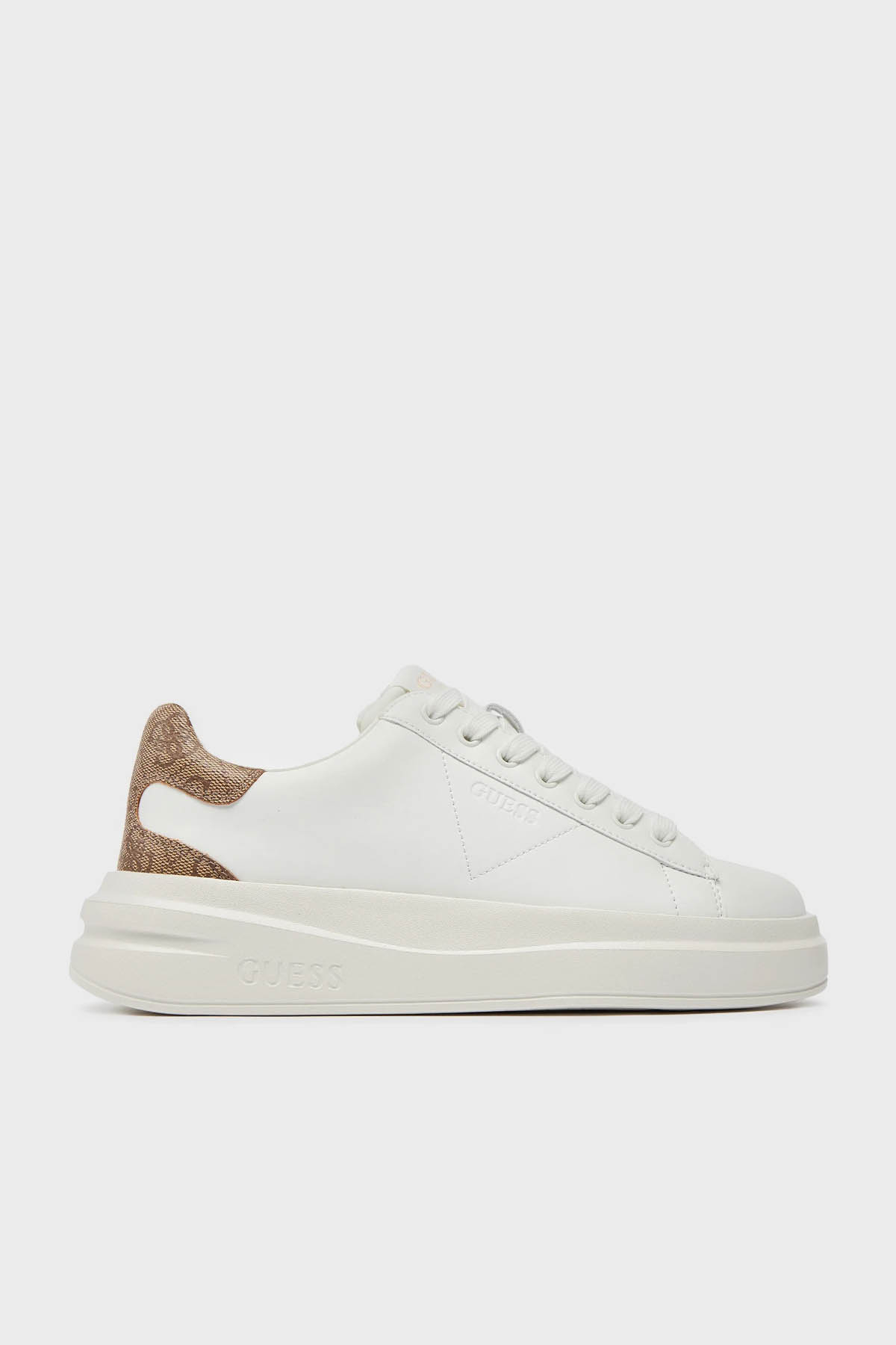 Guess Elbina Hakiki Deri Sneaker  FLJELBFAL12 Kadın Ayakkabı FLJELB FAL12 WHBEI BEYAZ-BEJ