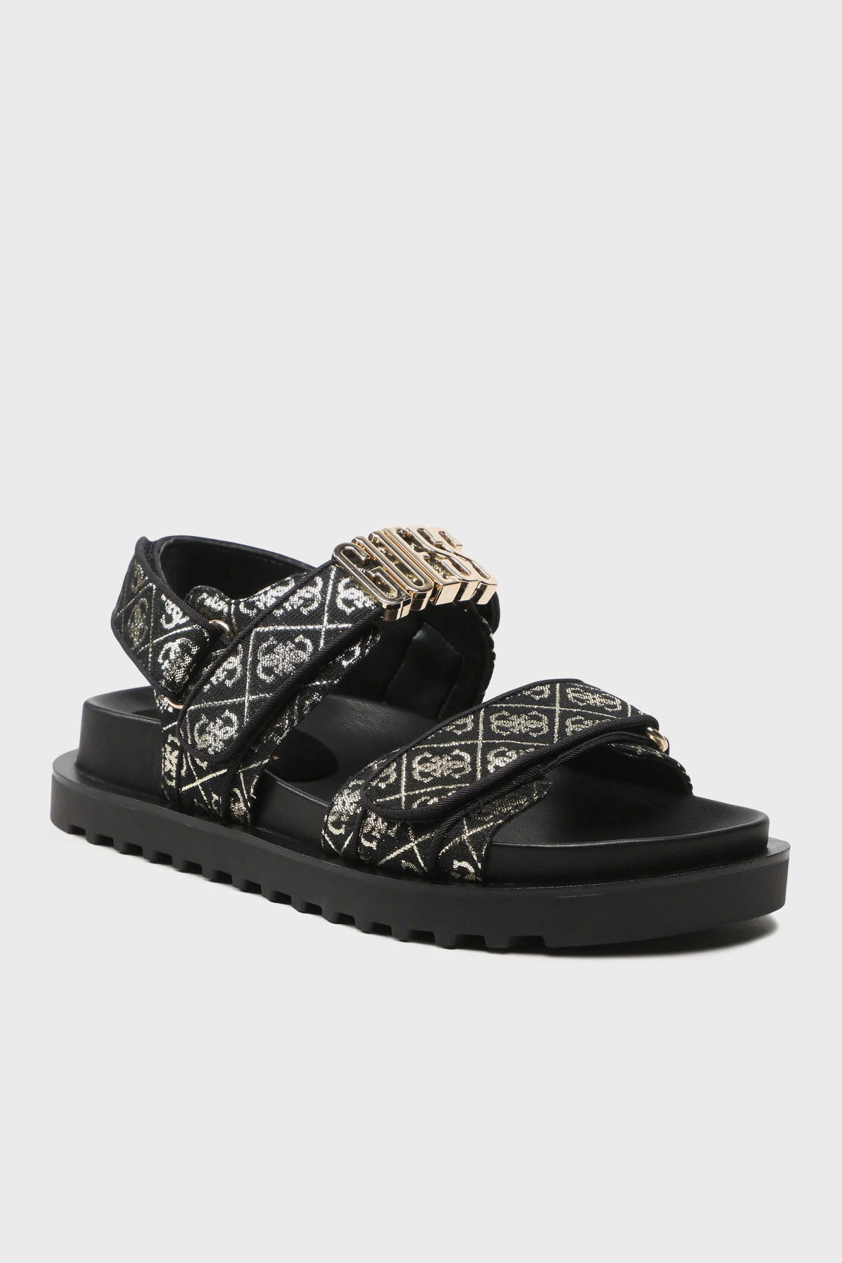 Guess Fabelis Logolu  FL6FBSFAL03 Kadın Sandalet FL6FBS FAL03 BLKPL SİYAH-GOLD