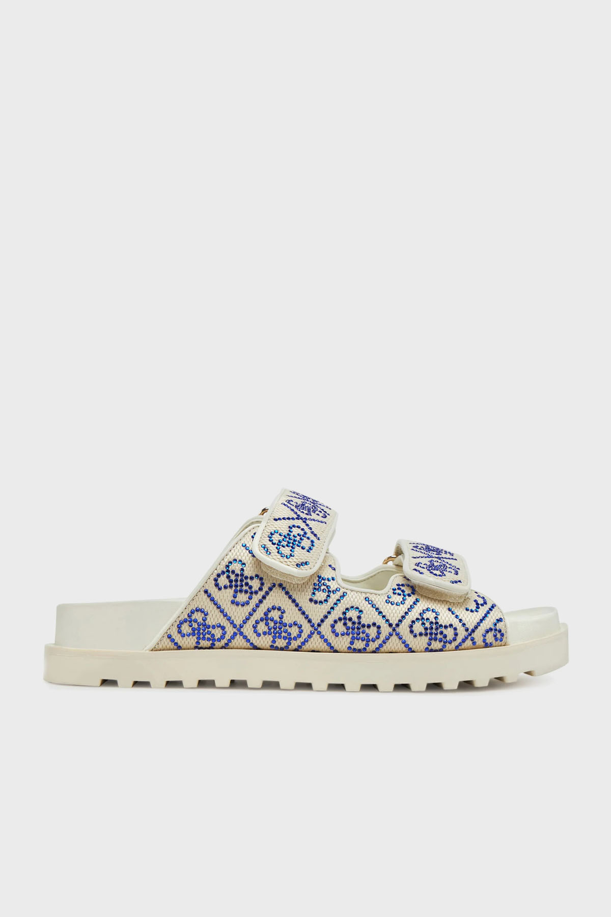 Guess Fadeliza 4G Taş Logolu Cırt Cırtlı  FLJFDZFAB19 Kadın Terlik FLJFDZ FAB19 CREAM KREM-LACIVERT