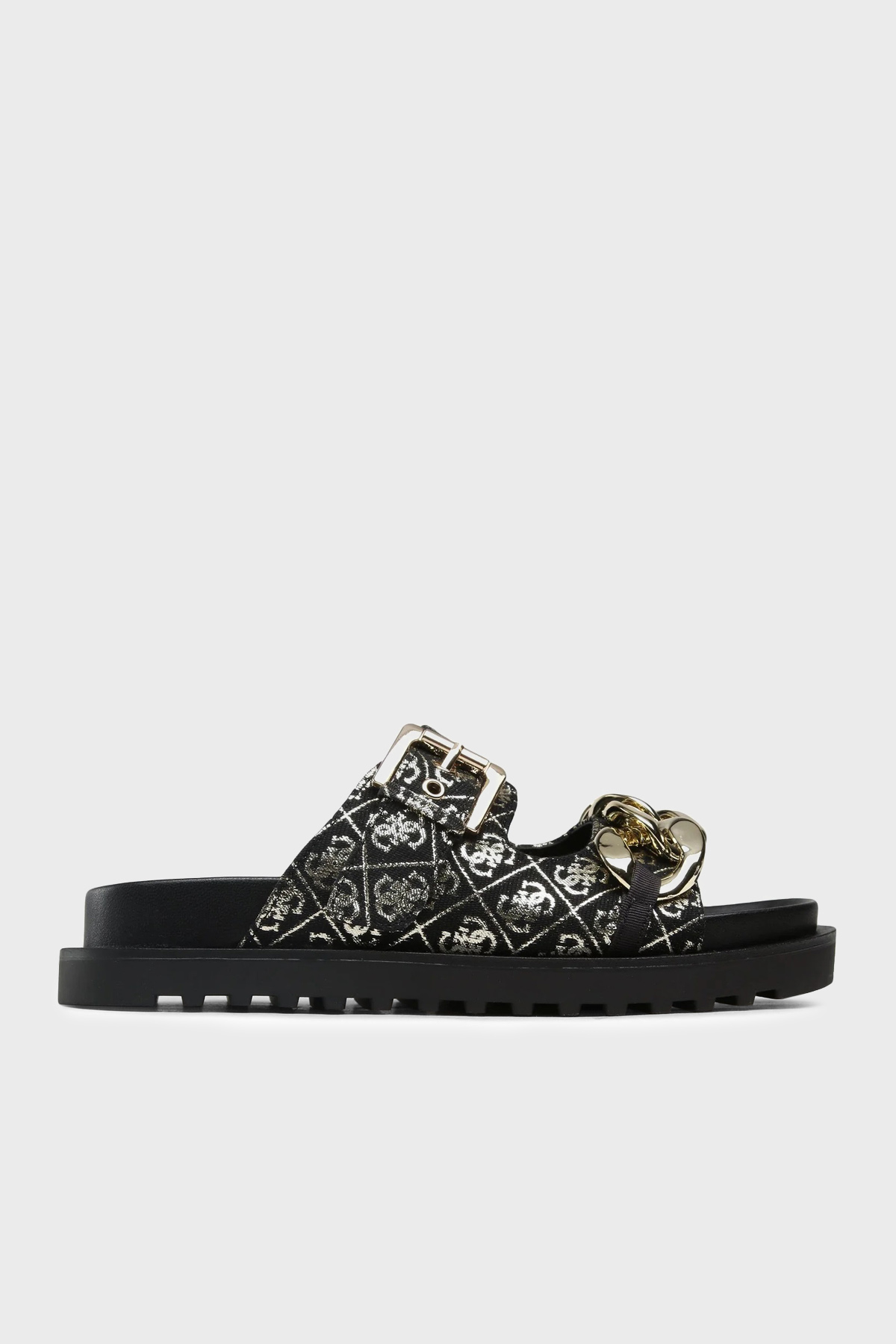 Guess Fatema Logolu  FL6FATFAL03 Kadın Terlik FL6FAT FAL03 BLKPL SİYAH-GOLD