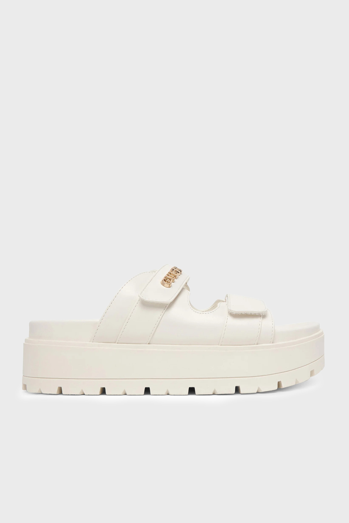 Guess Faxon Logolu Kalın Tabanlı  FLJFAXELE03 Kadın Sandalet FLJFAX ELE03 CREAM BEYAZ