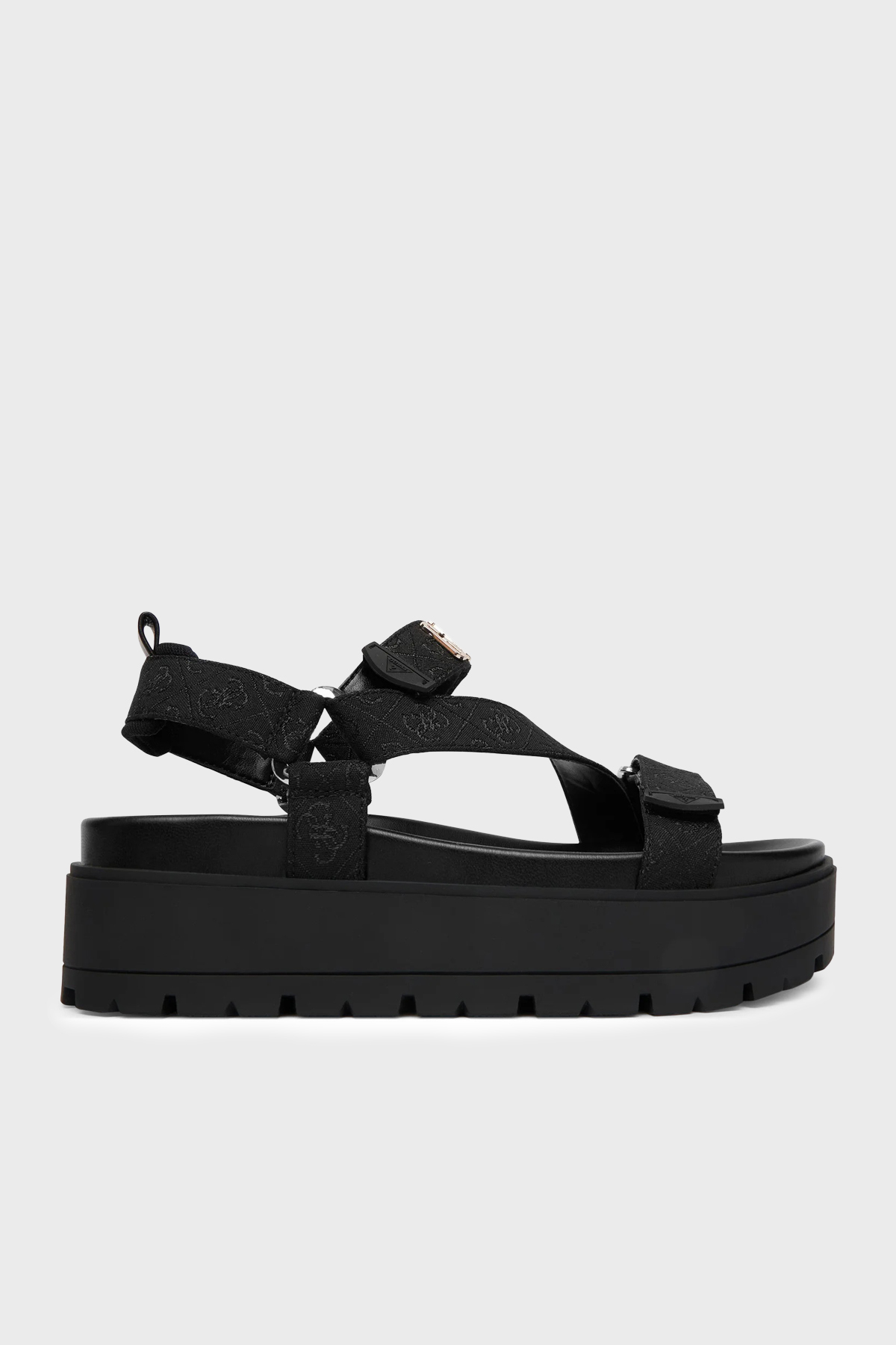 Guess Fetta 4G Logo Baskılı Kalın Tabanlı  FLJFTTFAL03 Kadın Sandalet FLJFTT FAL03 BLACK SİYAH