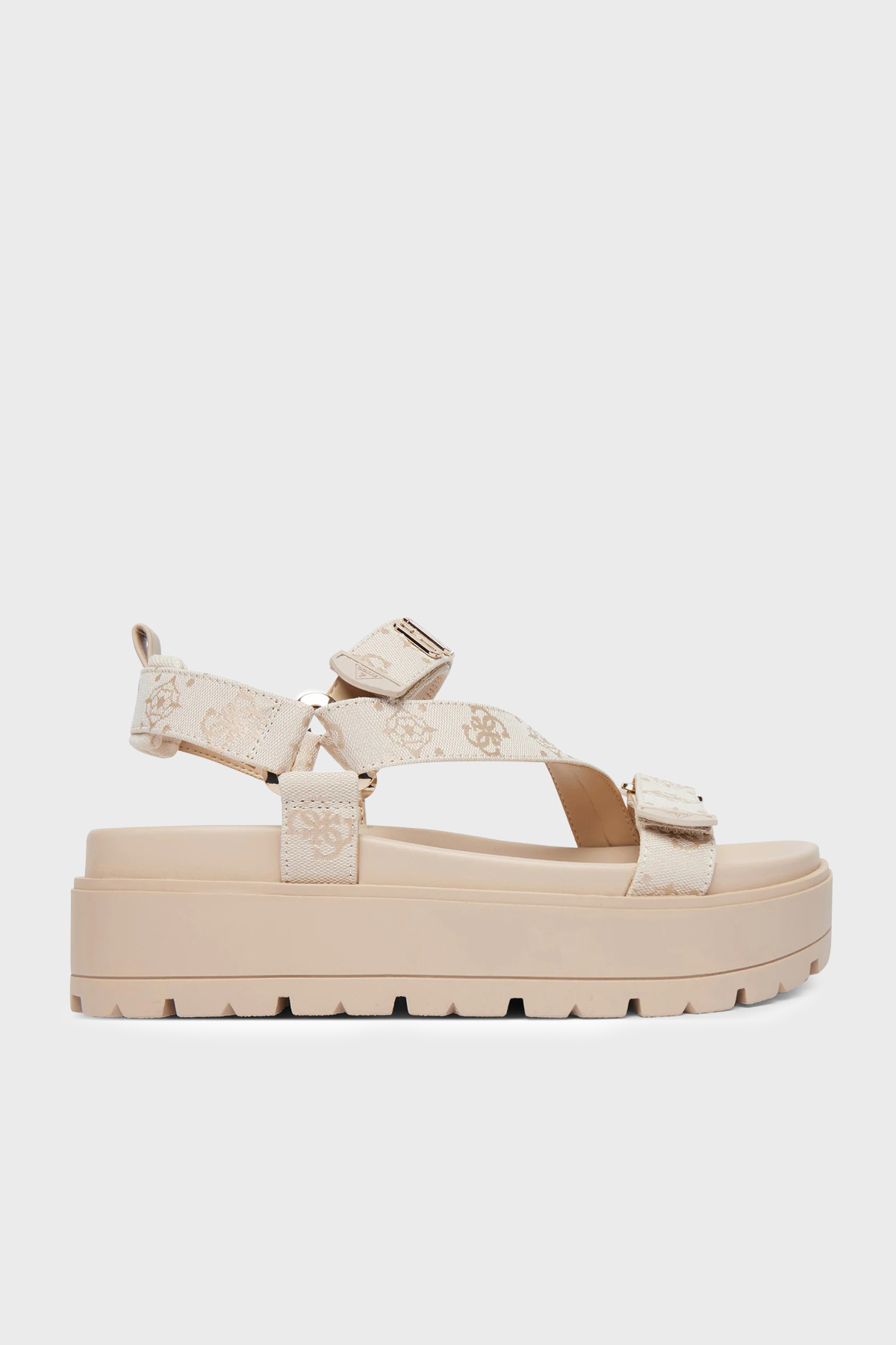 Guess Fetta 4G Logolu Baskılı Kalın Tabanlı  FLJFTTFAL03 Kadın Sandalet FLJFTT FAL03 CREAM KREM