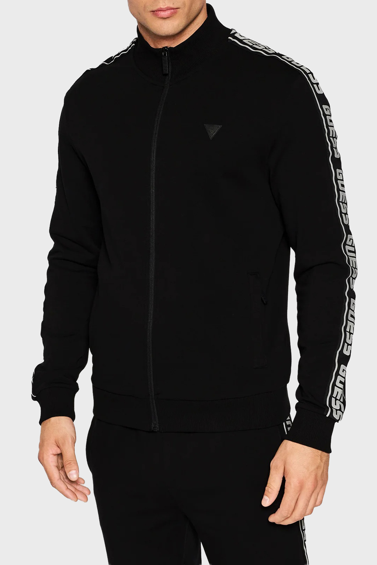 Guess Full Zip Pamuklu Regular Fit Dik Yaka Fermuarlı  Z2YQ12K6ZS1 Erkek Sweat Z2YQ12 K6ZS1 JBLK SİYAH