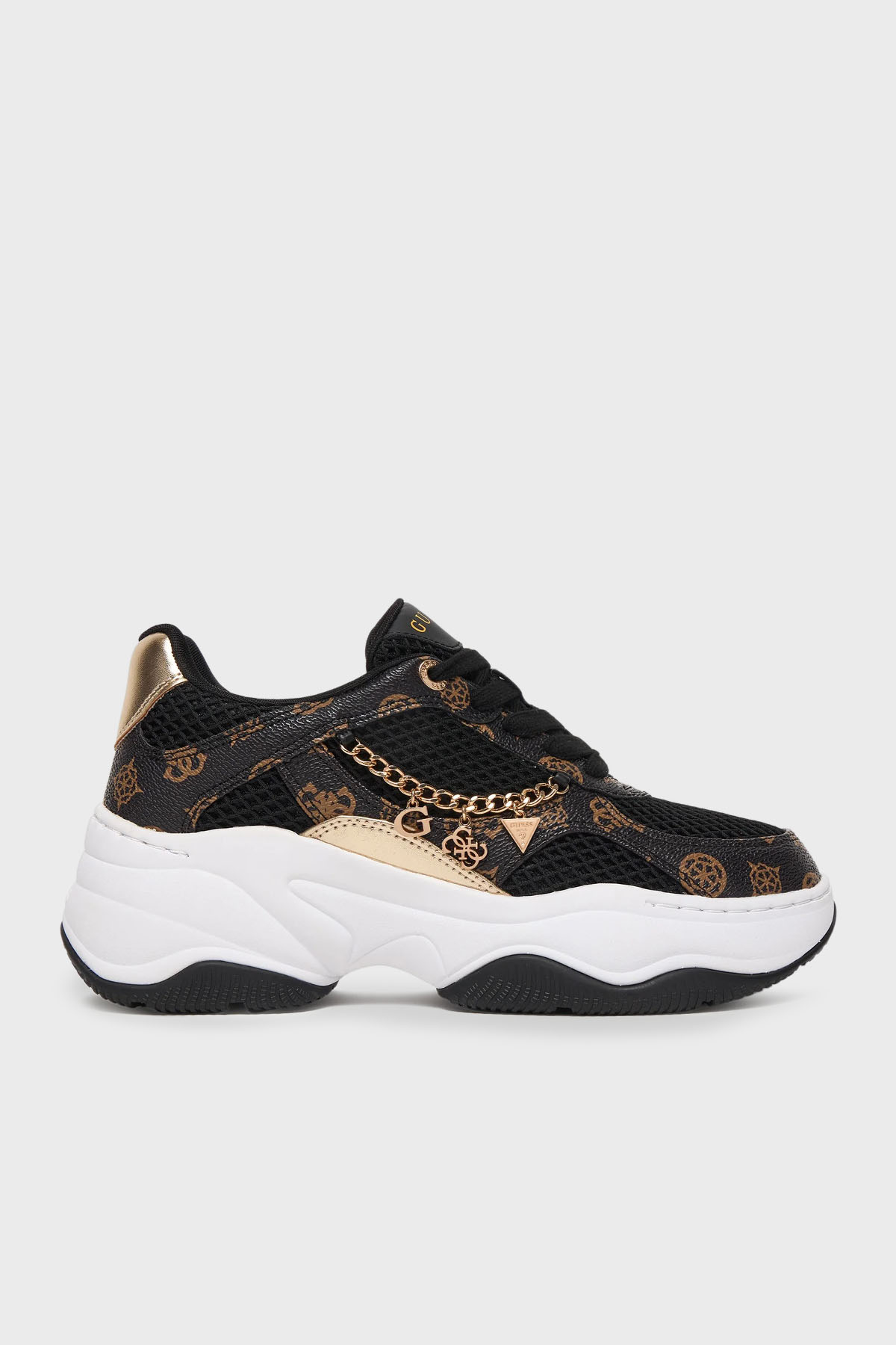 Guess Harpaa Logo Zincirli Bağcıklı Sneaker  FLPHARFAL12 Kadın Ayakkabı FLPHAR FAL12 BLKBR SİYAH
