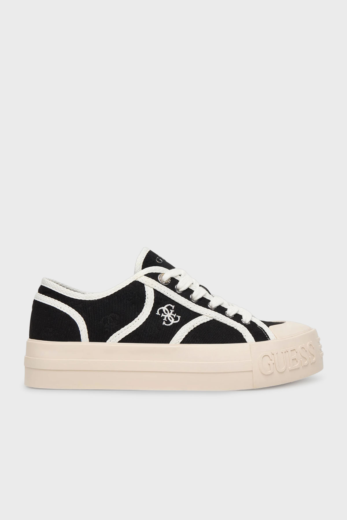 Guess Issah Logolu Bağcıklı Sneaker  FLPISSFAL12 Kadın Ayakkabı FLPISS FAL12 BLACK SİYAH