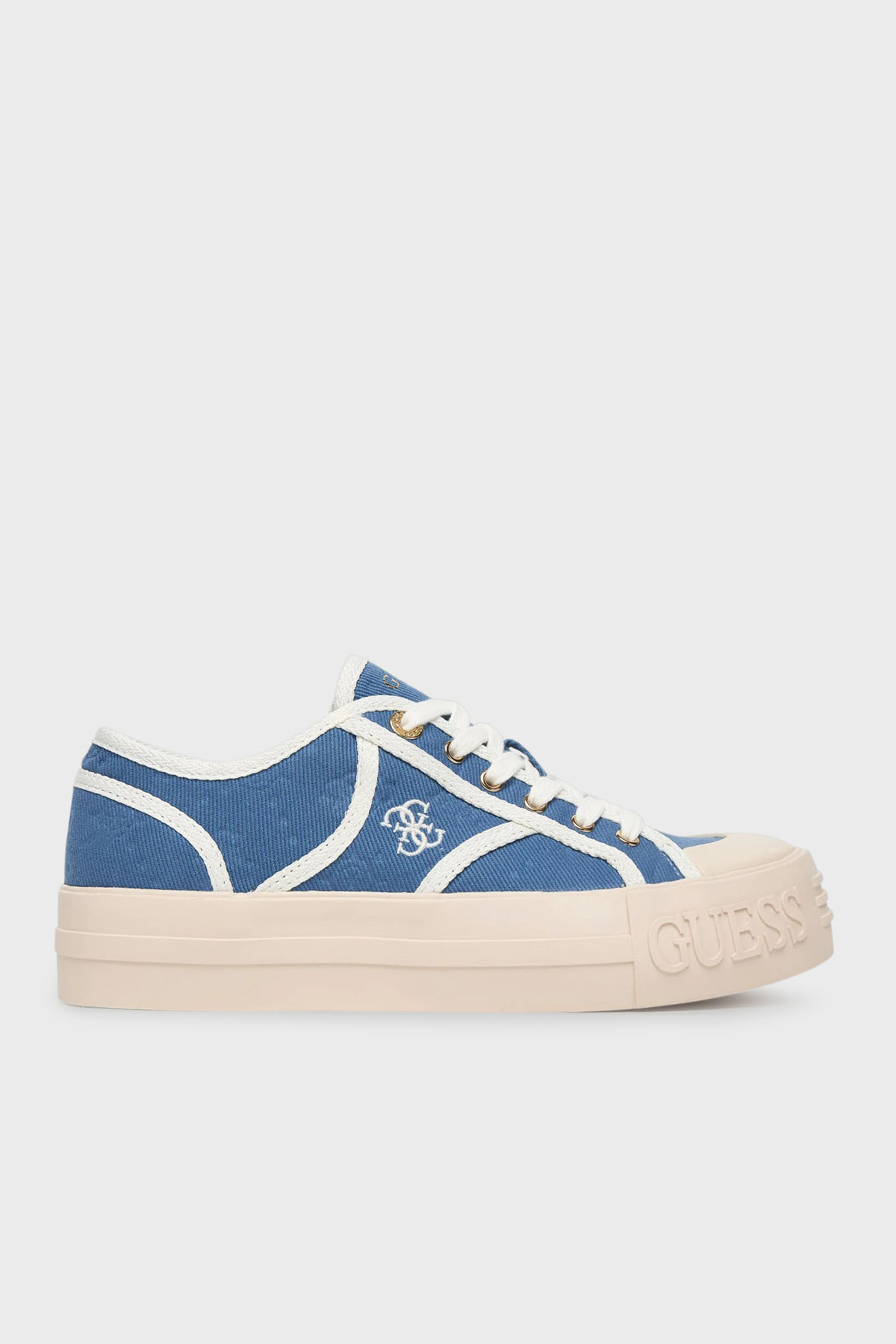 Guess Issah Logolu Bağcıklı Sneaker  FLPISSFAL12 Kadın Ayakkabı FLPISS FAL12 DENIM MAVİ