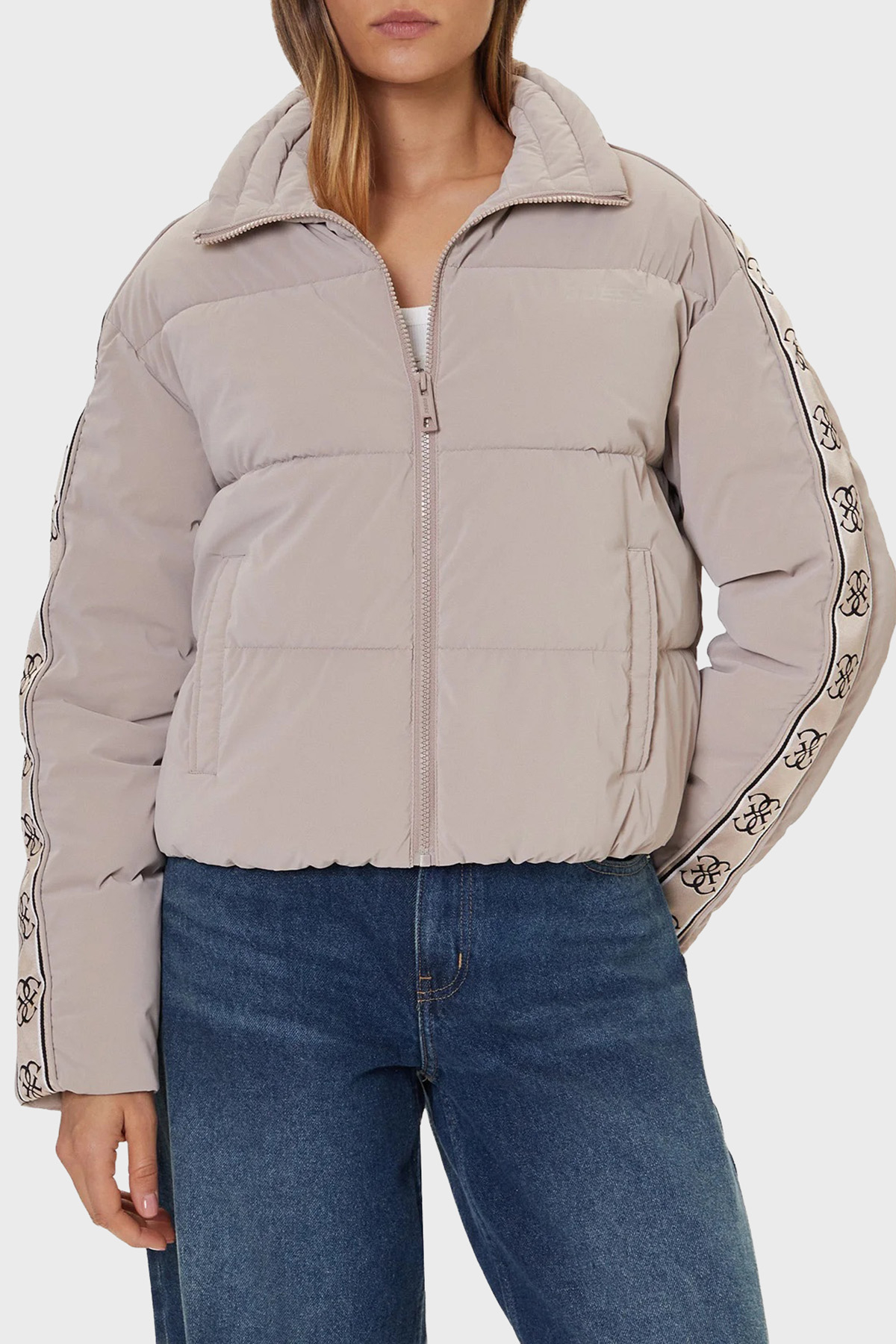Guess Kapitoneli Logolu Regular Fit Dik Yaka Şişme  V5BL11WGYC2 Kadın Mont V5BL11 WGYC2 A12B PUDRA