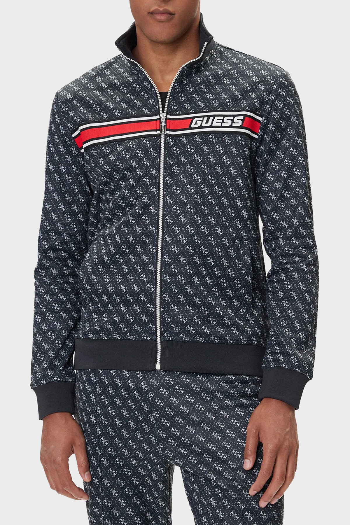 Guess Korbin Pamuklu Jakarlı Logo Baskılı Regular Fit Dik Yaka  Z2BQ06K7122 Erkek Sweat Z2BQ06 K7122 P9QC LACİVERT