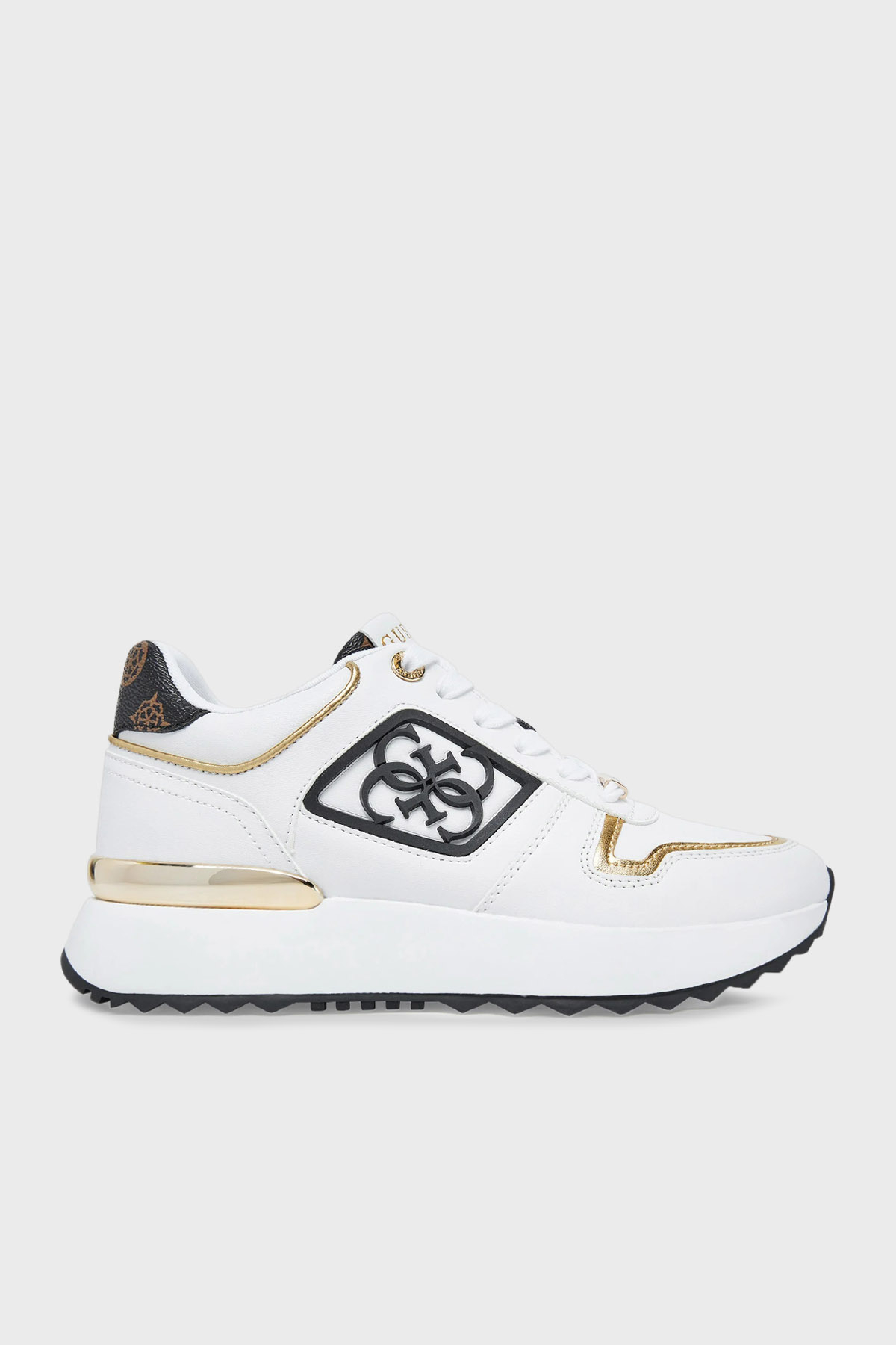 Guess Koyaa 4G Logolu Kalın Taban Sneaker  FLJKOYELE12 Kadın Ayakkabı FLJKOY ELE12 WHBRO BEYAZ-KAHVE