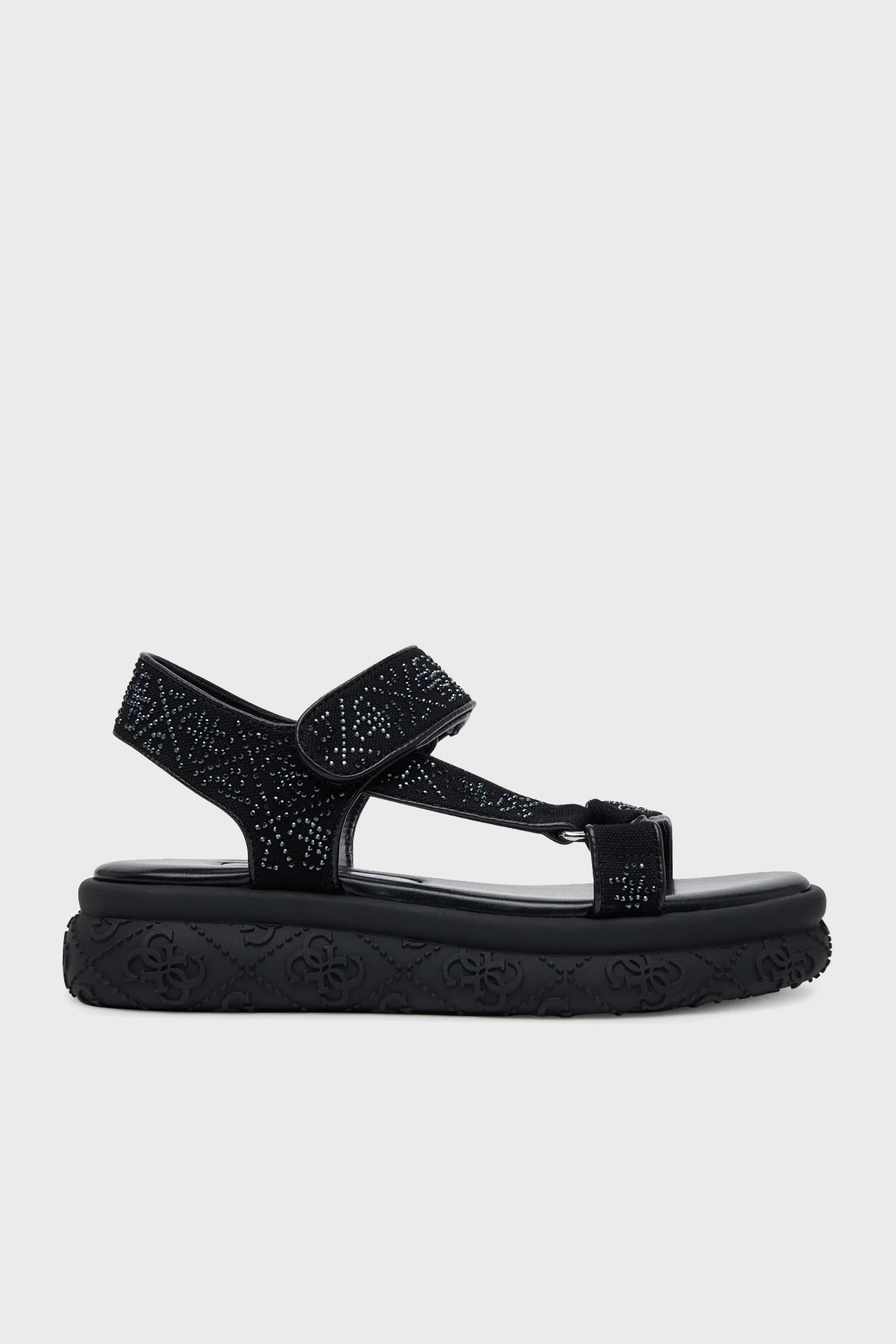 Guess Lode Pamuk Karışımlı Taşlı 4G Logolu  FLJLODFAP03 Kadın Sandalet FLJLOD FAP03 BLACK SİYAH