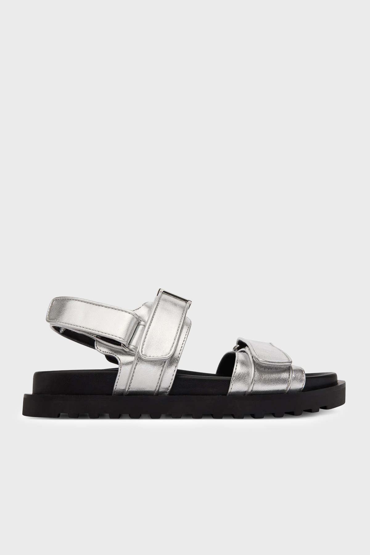 Guess Logolu Cırt Cırtlı  FLJFBLLEL03 Kadın Sandalet FLJFBL LEL03 SILVE SİYAH-GÜMÜŞ