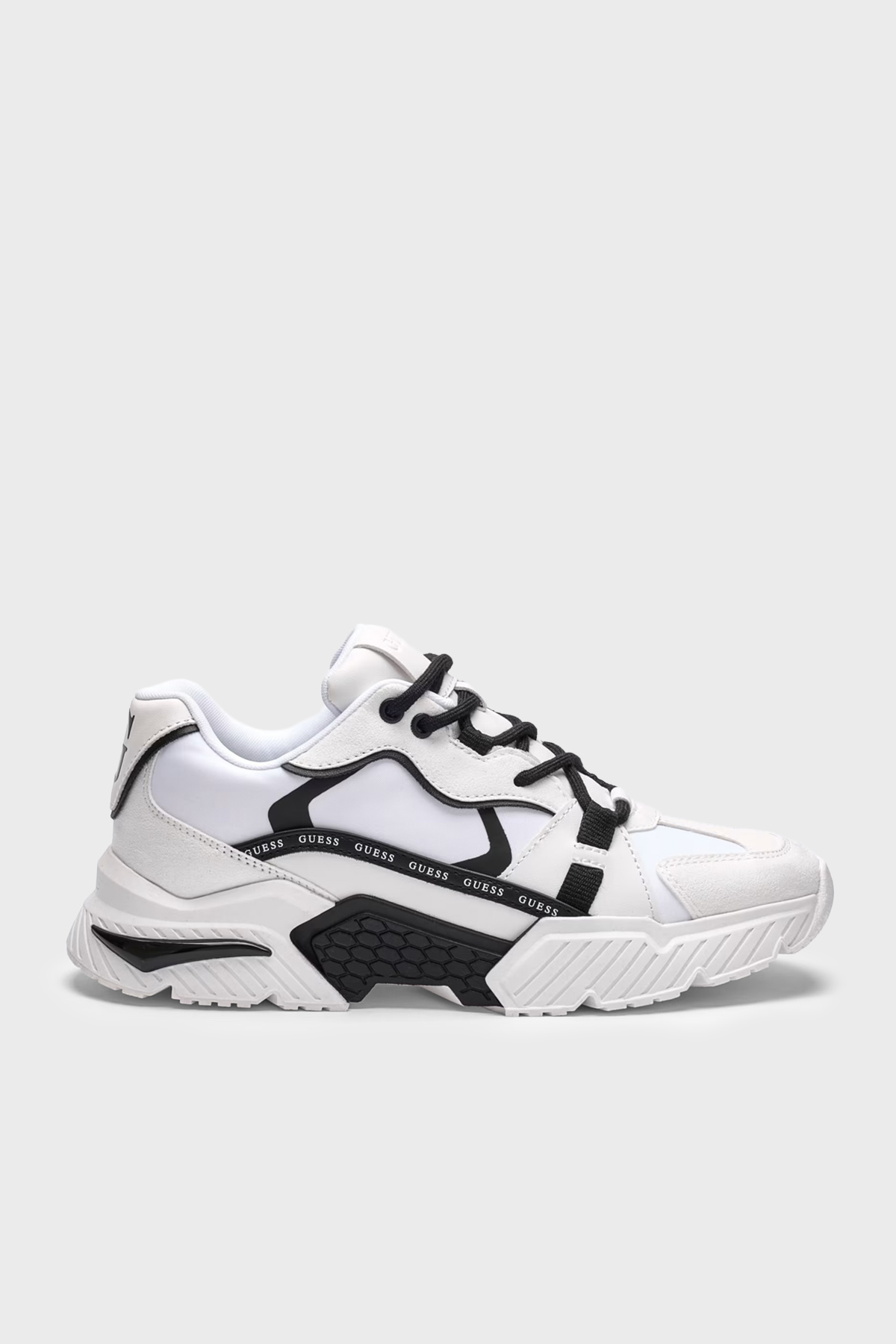 Guess Logolu Kalın Taban Sneaker  FLJCR6ELE12 Kadın Ayakkabı FLJCR6 ELE12 WHBLK BEYAZ-SİYAH