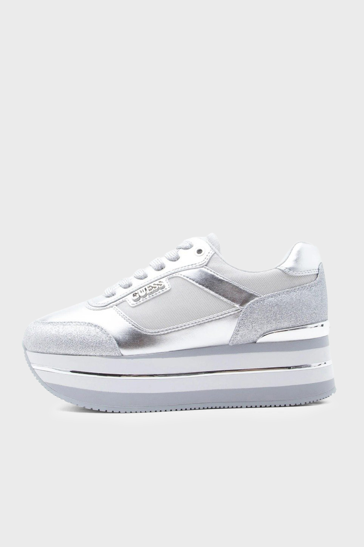 Guess Logolu Kalın Tabanlı Sneaker   FLJHN3LEL12 Kadın Ayakkabı FLJHN3 LEL12 SILVE GÜMÜŞ