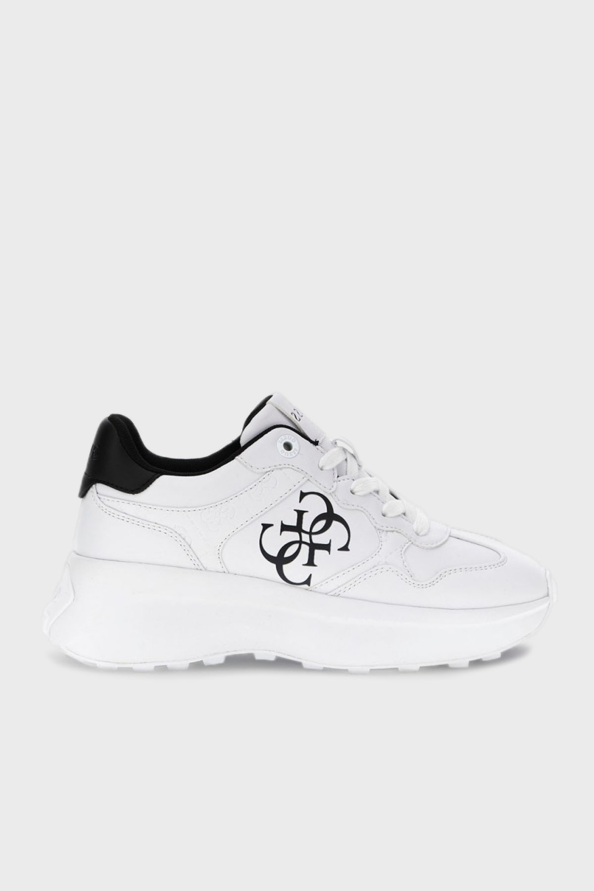 Guess Luckei Logolu Kalın Tabanlı Sneaker  FLPLUCELE12 Kadın Ayakkabı FLPLUC ELE12 WHITE BEYAZ