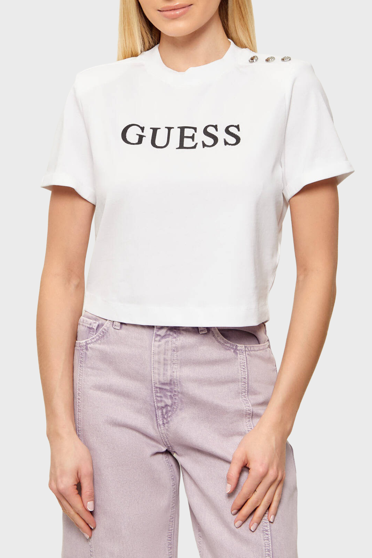 Guess Marina Logolu % 100 Pamuk Regular Fit Bisiklet Yaka  W6GI06K3018 Kadın T Shirt W6GI06 K3018 G011 BEYAZ