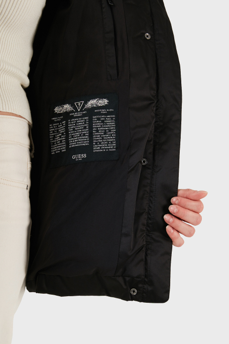 Guess Marina Regular Fit Çıkarılabilir Kapüşonlu Kemerli W5BL31W2802 Bayan Mont W5BL31 W2802 JTMU SİYAH - 5