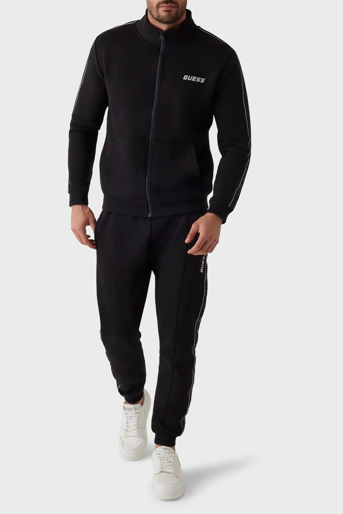 Guess Mickey Logolu Pamuklu Regular Fit Dik Yaka  Z2YQ10KB3P2 Erkek Sweat Z2YQ10 KB3P2 JBLK SİYAH