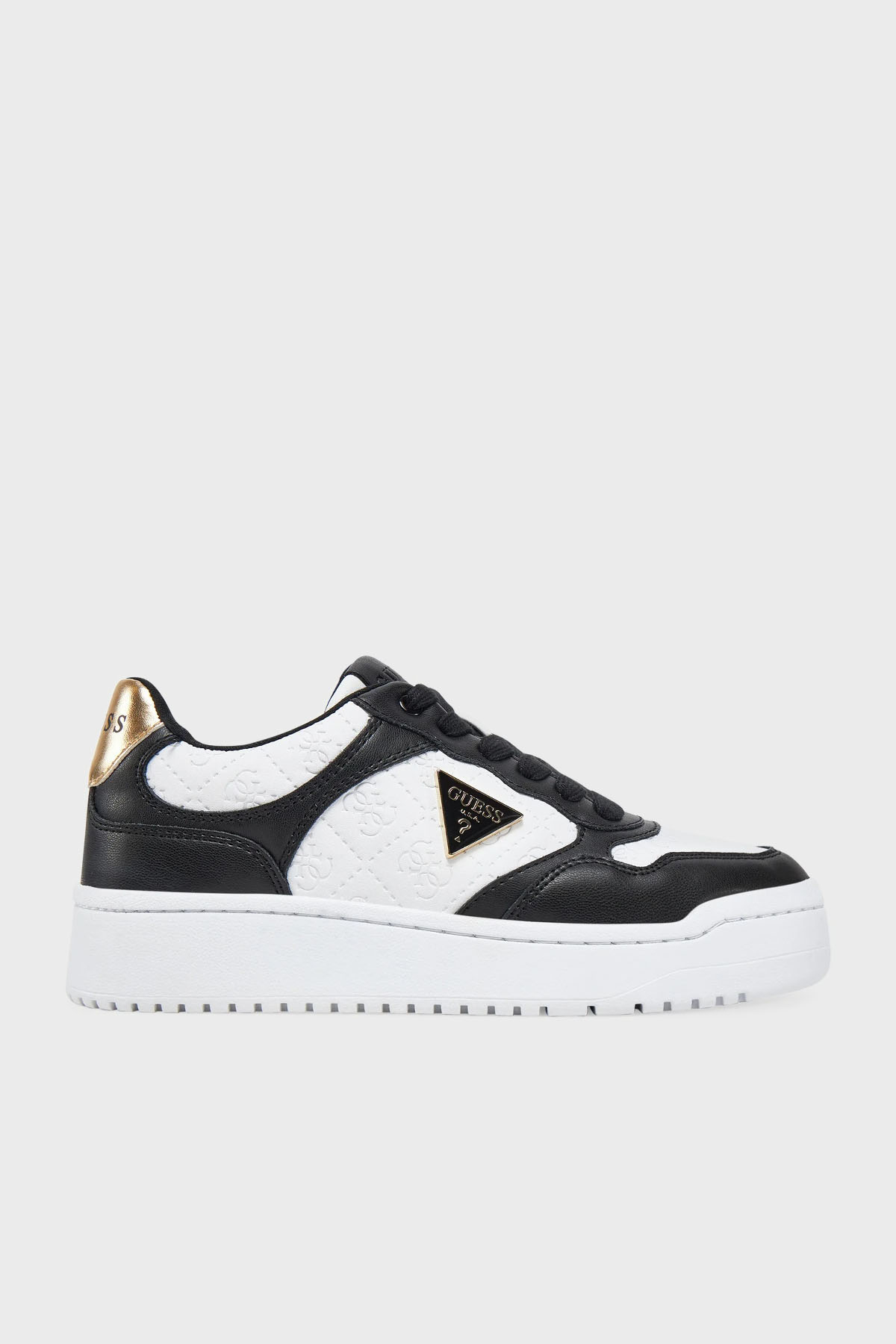 Guess Miram6 4g Kabartmalı Logolu Sneaker  FLJMI6FAL12 Kadın Ayakkabı FLJMI6 FAL12 BLKBR SİYAH-BEYAZ