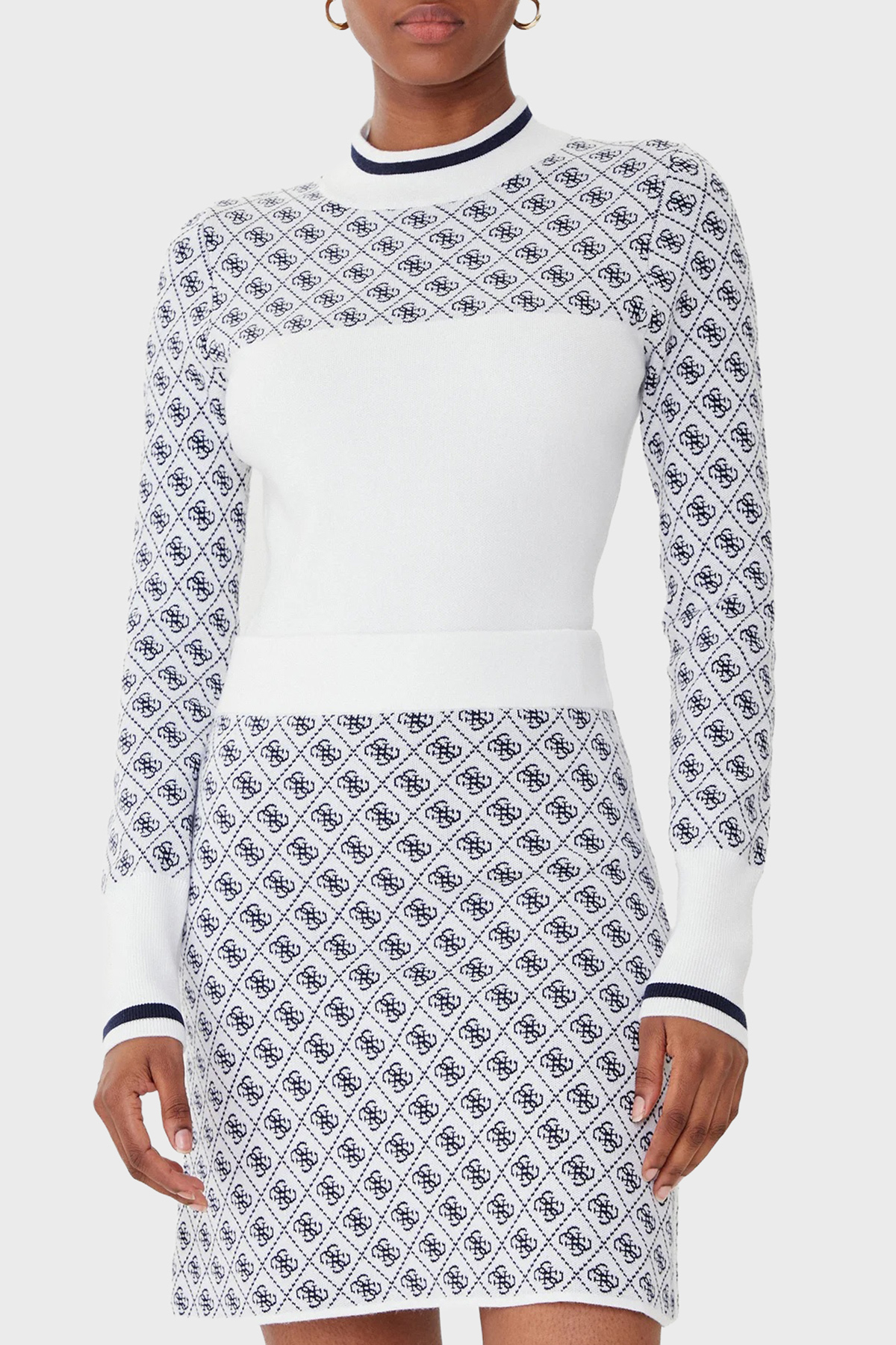 Guess Mock 4G Logolu Slim Fit Yarım Balıkçı Yaka  W5BR24Z3JD2 Kadın Kazak W5BR24 Z3JD2 F0YU EKRU