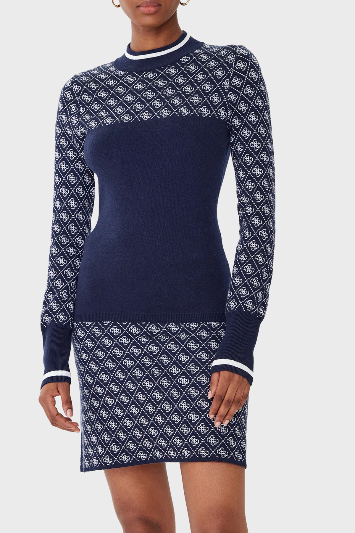 Guess Mock 4G Logolu Slim Fit Yarım Balıkçı Yaka  W5BR24Z3JD2 Kadın Kazak W5BR24 Z3JD2 FBDI LACİVERT