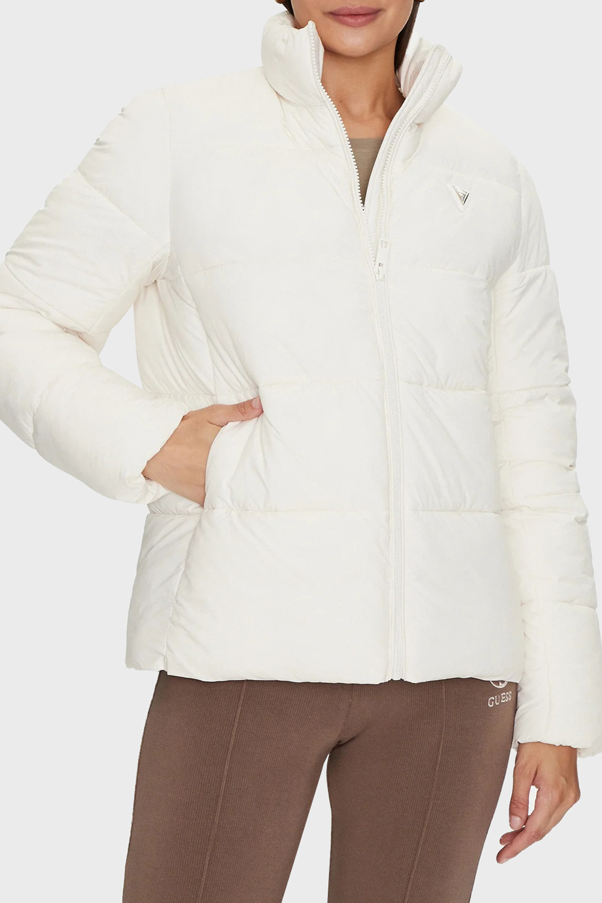 Guess New Claduia Regular Fit Dik Yaka  V4YL03WFUD0 Kadın Mont V4YL03 WFUD0 G1O6 EKRU