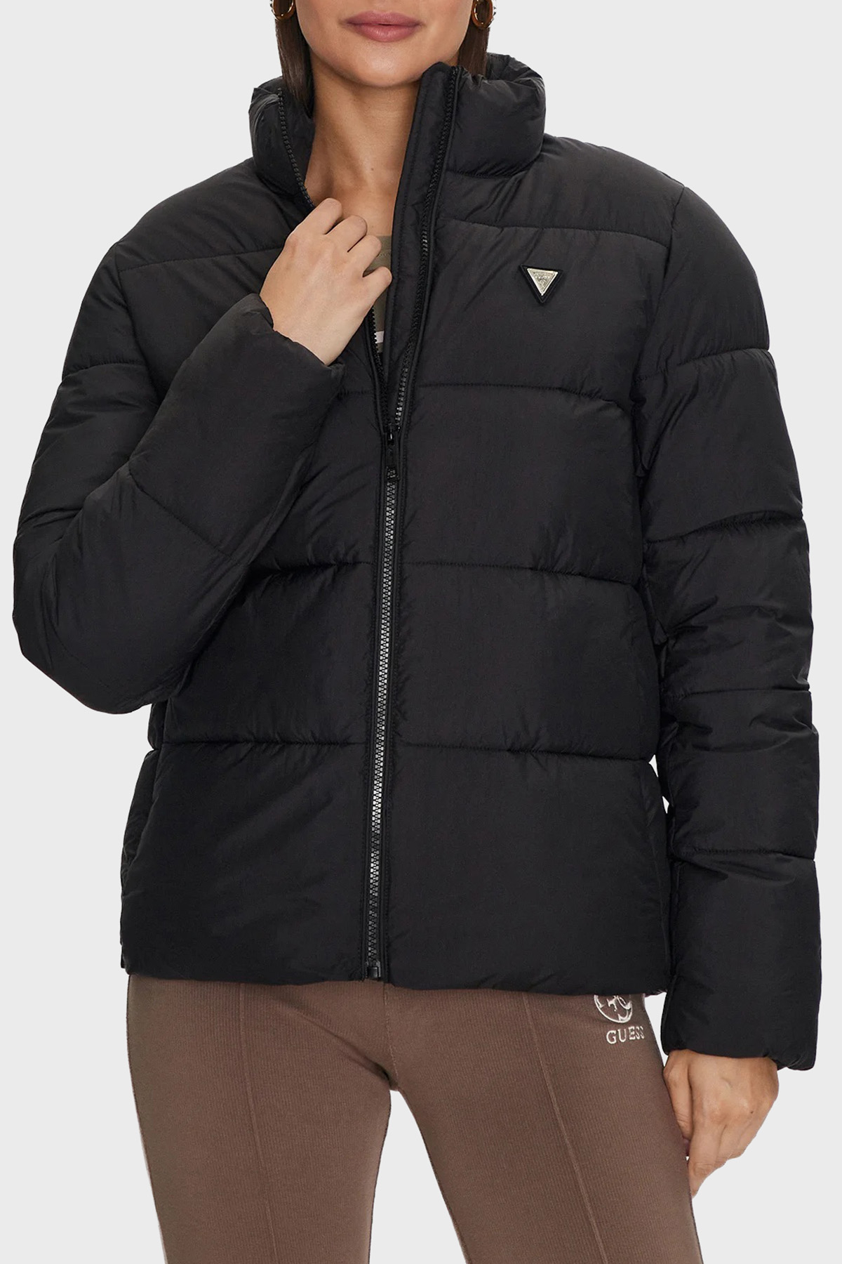 Guess New Claudia Regular Fit Dik Yaka  V4YL03WFUD0 Kadın Mont V4YL03 WFUD0 JBLK SİYAH
