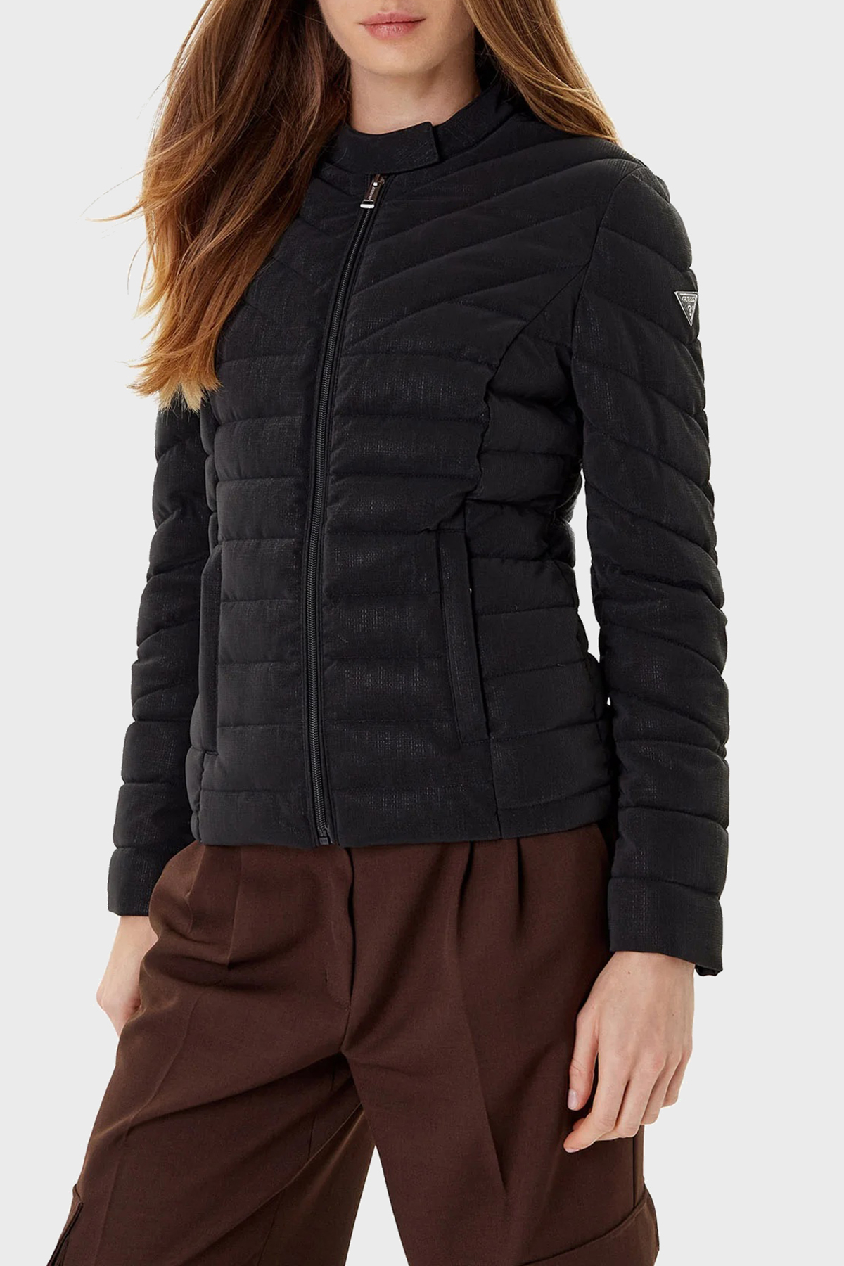 Guess New Vona Kapitoneli Regular Fit Bisiklet Yaka Logolu  W5YL13WHDQ0 Kadın Mont W5YL13 WHDQ0 JBLK SİYAH
