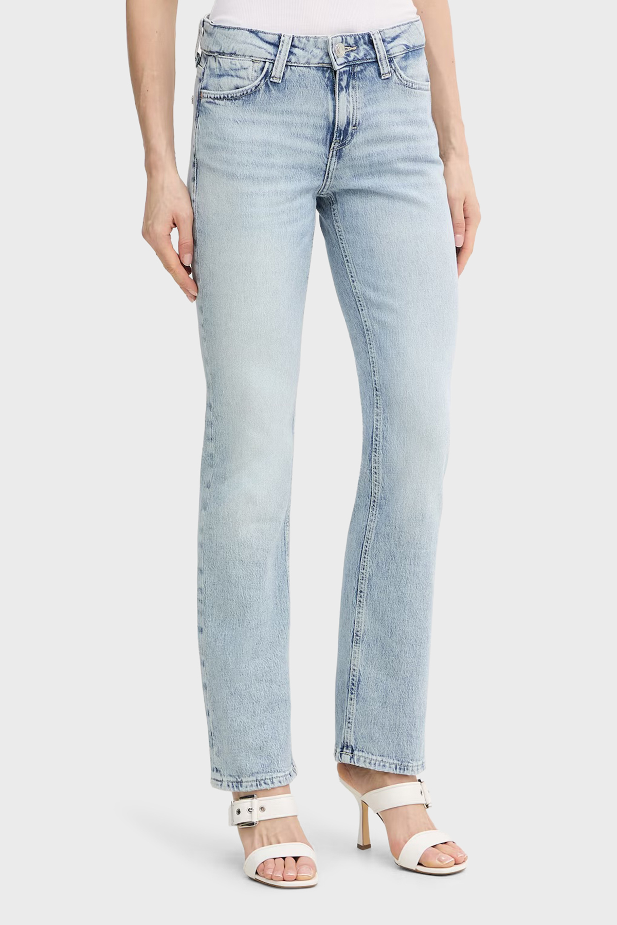 Guess Nicky Pamuklu Regular Fit Normal Bel Düz Paça Jean W6RA3MD6833 Kadın Kot Pantolon W6RA3M D6833 RSP3 PEMBE