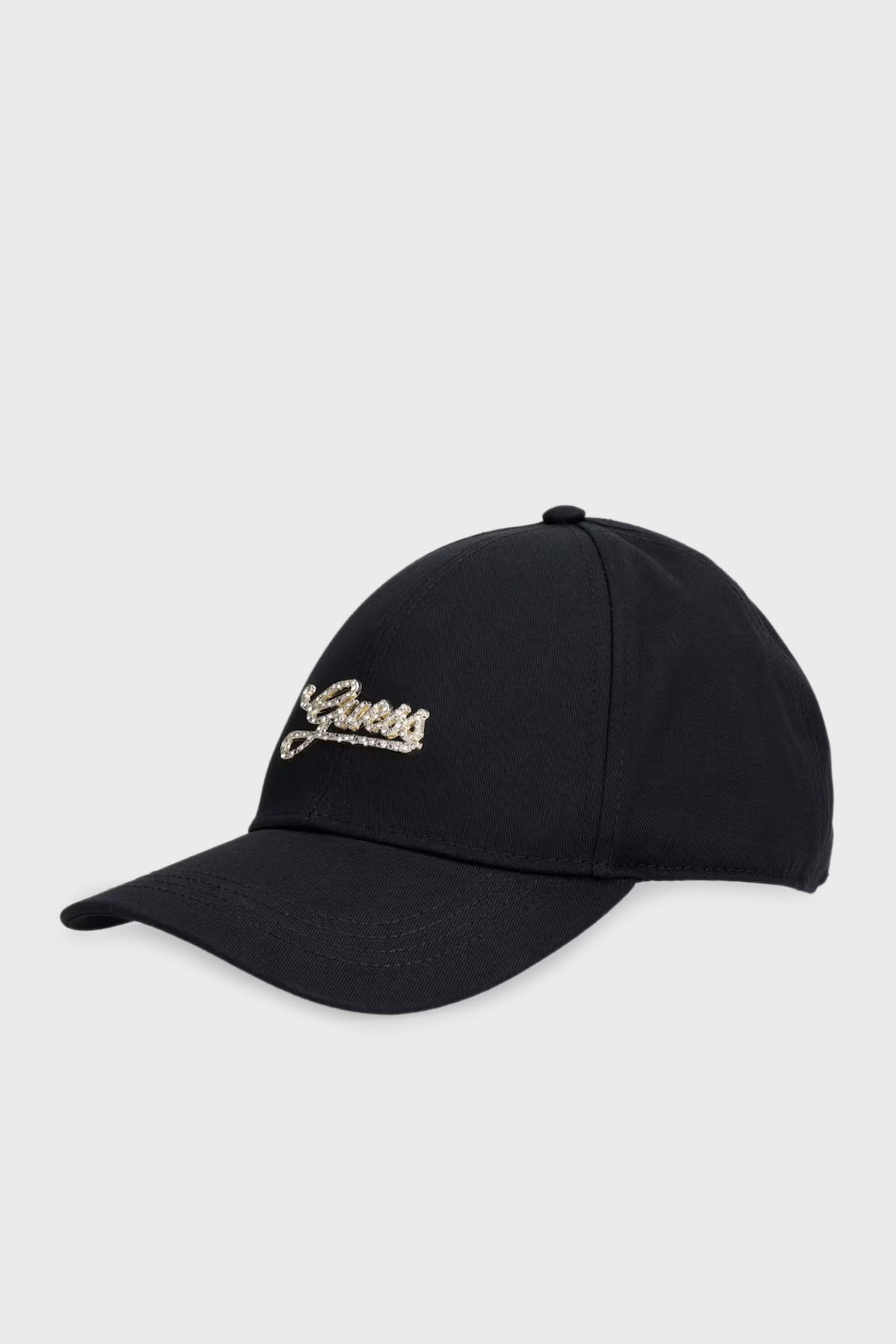 Guess Pamuklu Taşlı Logolu  AW5475COT01 Kadın Şapka AW5475 COT01 BLA SİYAH