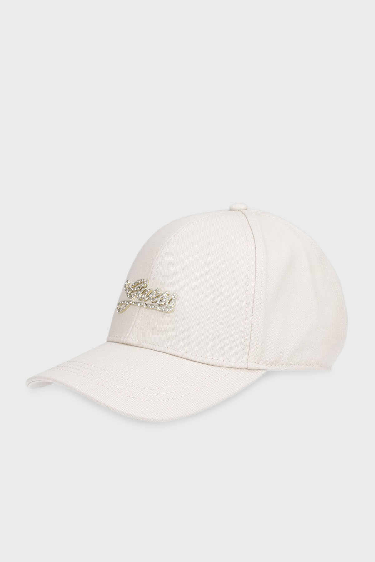 Guess Pamuklu Taşlı Logolu  AW5475COT01 Kadın Şapka AW5475 COT01 LTA BEJ