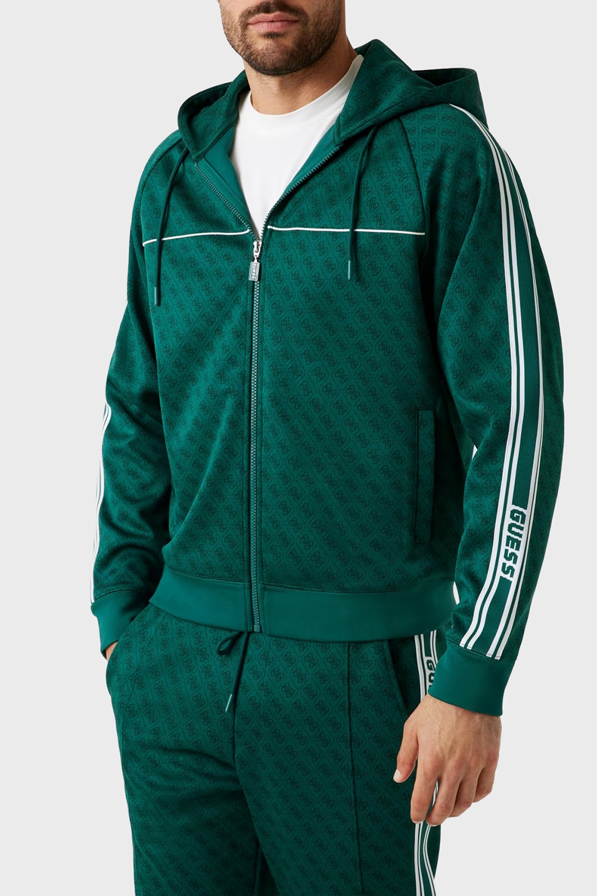 Guess Parimo 4G Logolu Relaxed Fit Kapüşonlu Fermuarlı  Z5BQ13K2042 Erkek Sweat Z5BQ13 K2042 F8PO HAKİ