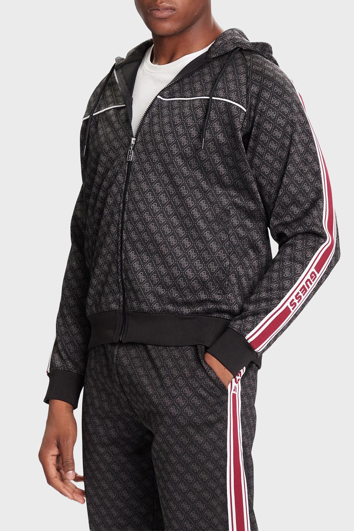 Guess Parimo 4G Logolu Relaxed Fit Kapüşonlu Fermuarlı  Z5BQ13K2042 Erkek Sweat Z5BQ13 K2042 FJ9N SİYAH